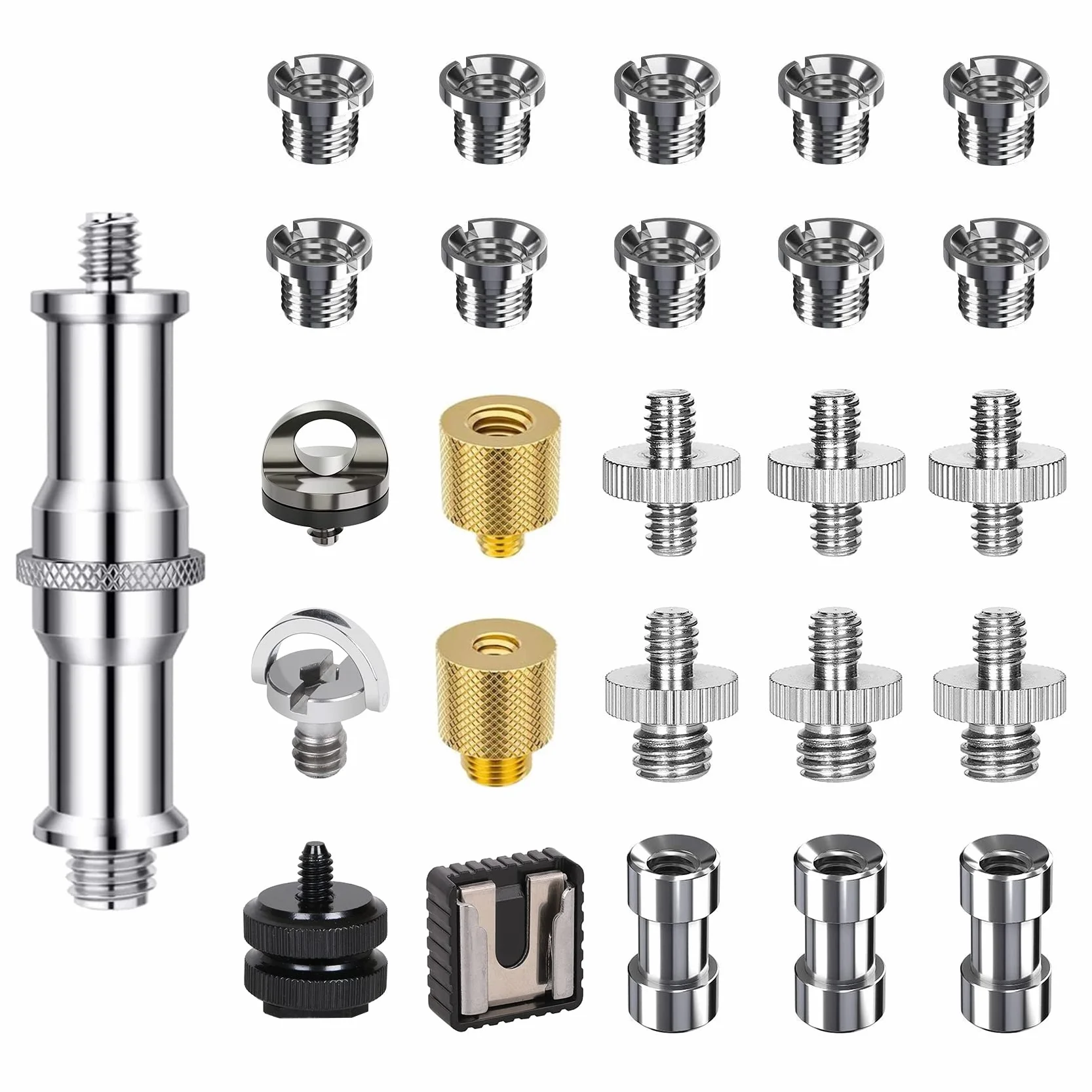 26PCS Adaptateur Caméra 1/4" à 3/8" Convertisseur pour Trépieds, Monopods, Rotules, Flash Lights, Reflex DSLR, Support et Lampes