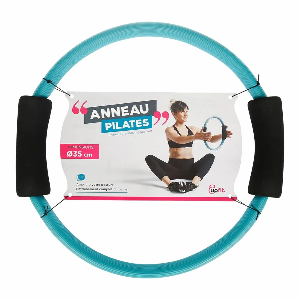 UPFIT Anneau de Pilates 35 cm Cercle d’Exercices avec 2 Poignées Confort PVC Résistant Bleu
