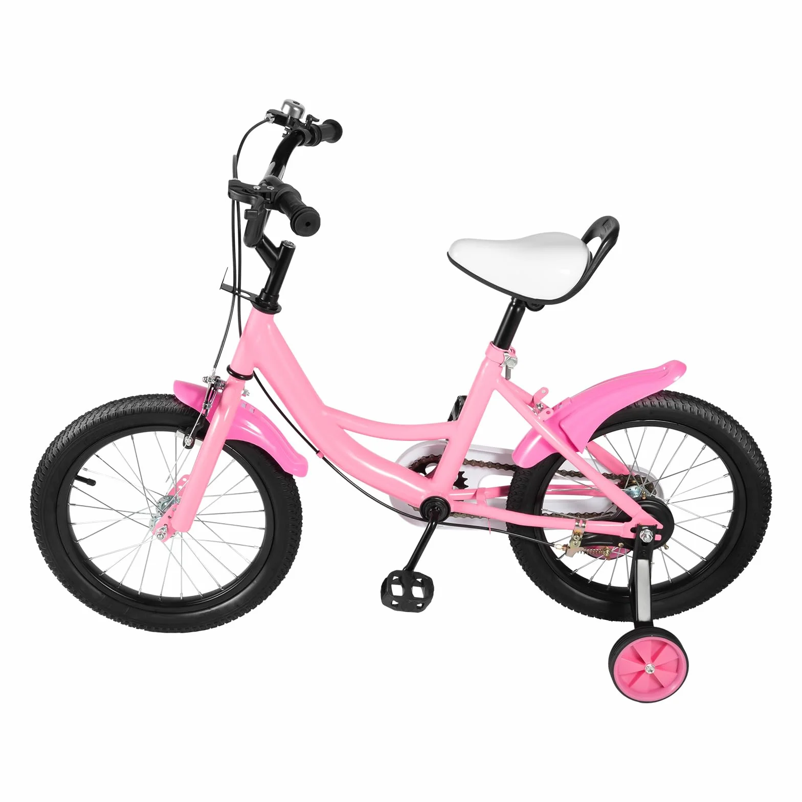 Vélo pour enfant 16 pouces roues stabilisatrices freins doubles - Vélo léger fille garçon - Rose
