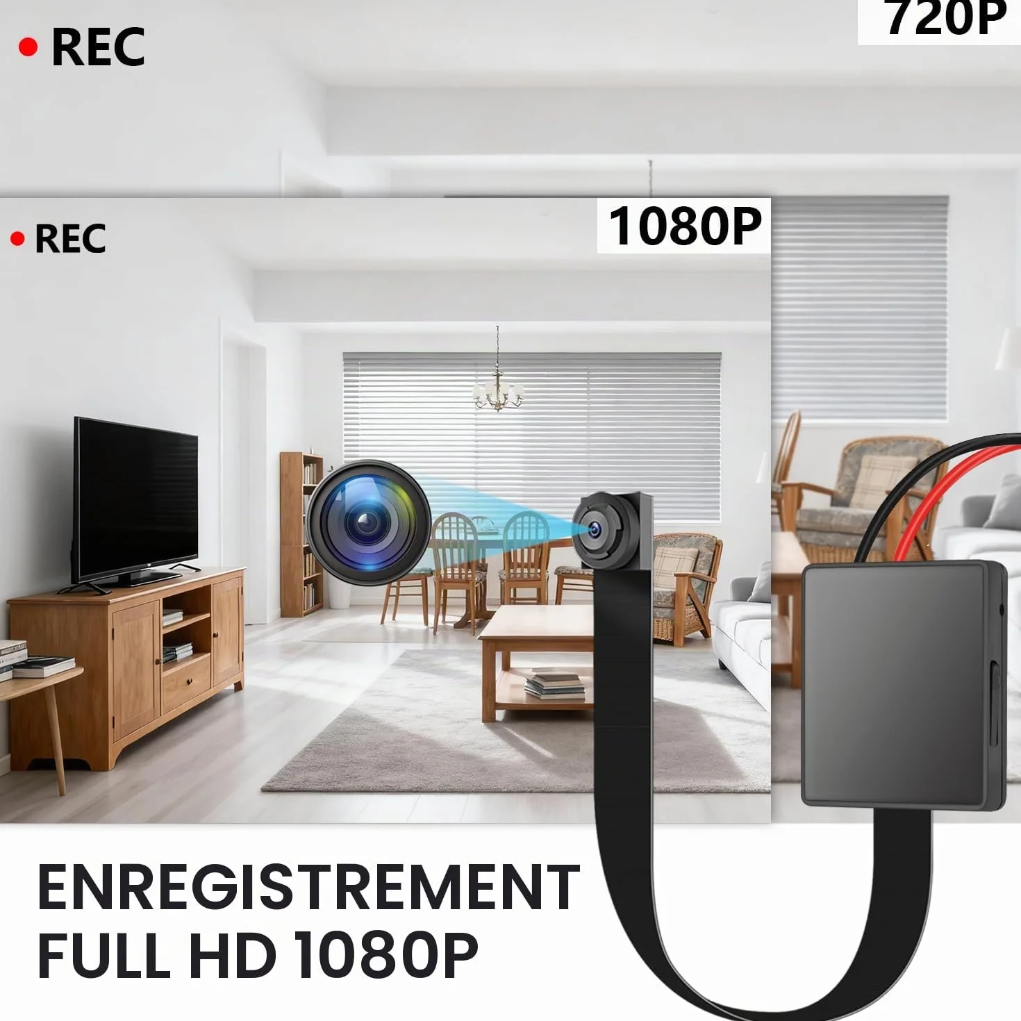 Caméra Espion 1080p Mini cachée OTADUG avec Microphone et Carte SD 16 Go