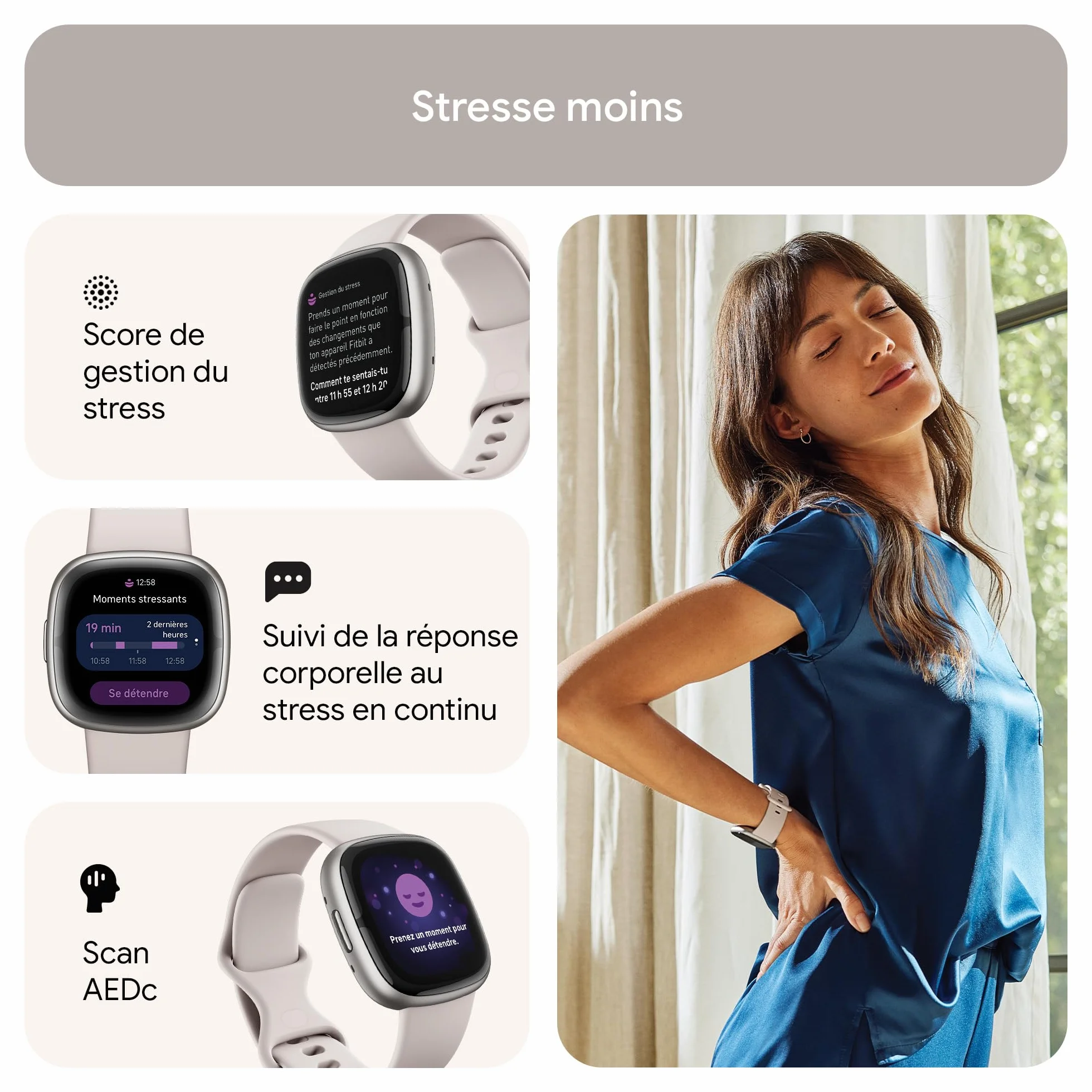 Fitbit Sense 2 Montre connectée sport santé GPS intégré autonomie 6 jours compatible iOS 15 Android OS 9.0