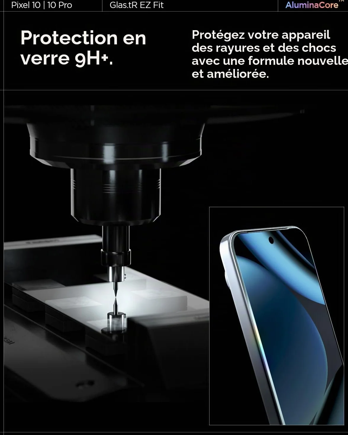 Spigen Glas.tR EZ Fit Verre Trempé pour Google Pixel 10, 10 Pro, Pixel 9, Pixel 9 Pro, 2 Pièces, Kit d'installation inclus, Dureté 9H, Résistant aux Rayures