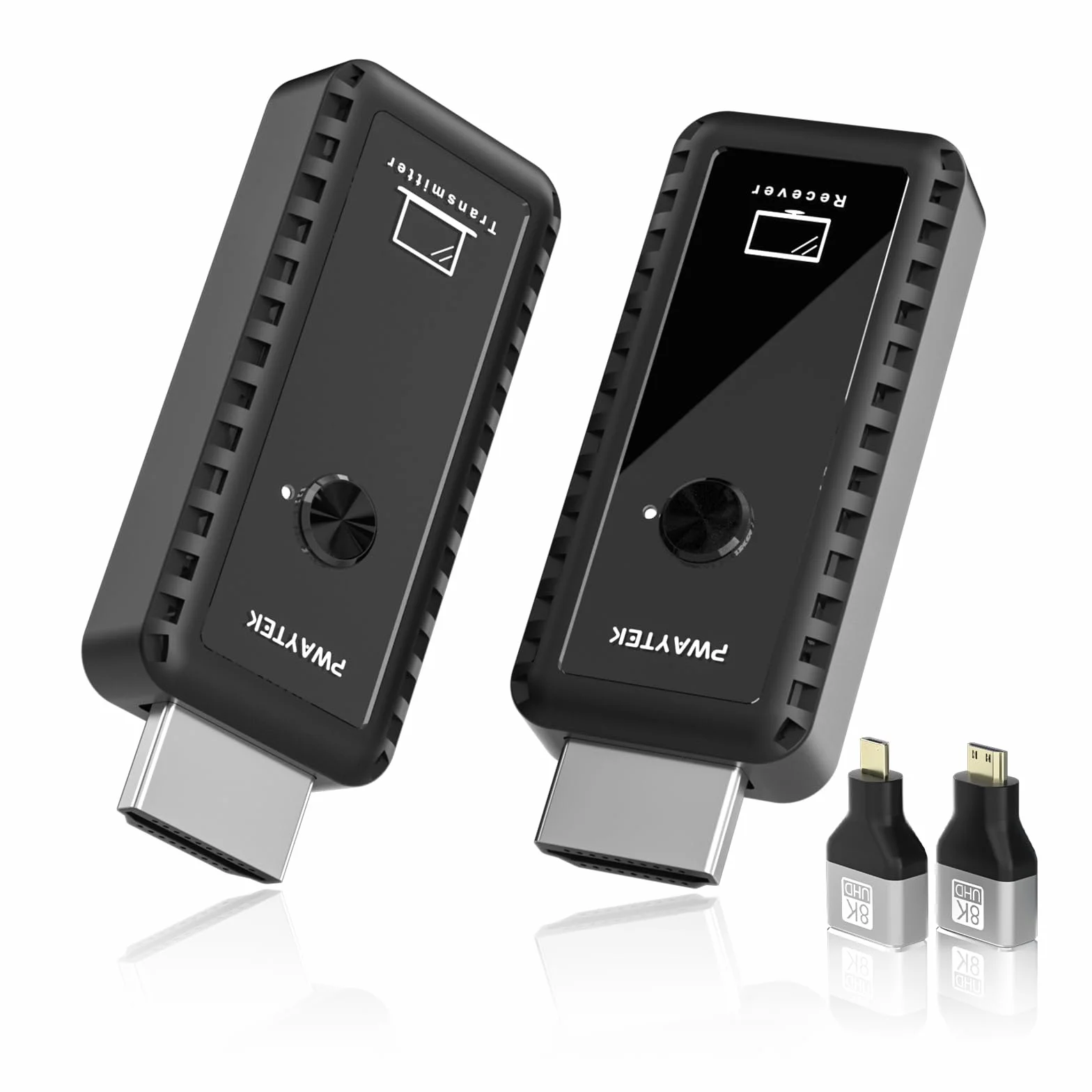 PWAYTEK Émetteur et Récepteur HDMI sans Fil décodeur 4K, Sortie 1080p, Double Bande 2,4G/5G, portée 50m, Compatible PC Portable TV projecteur, Plug & Play sans Application (Noir)