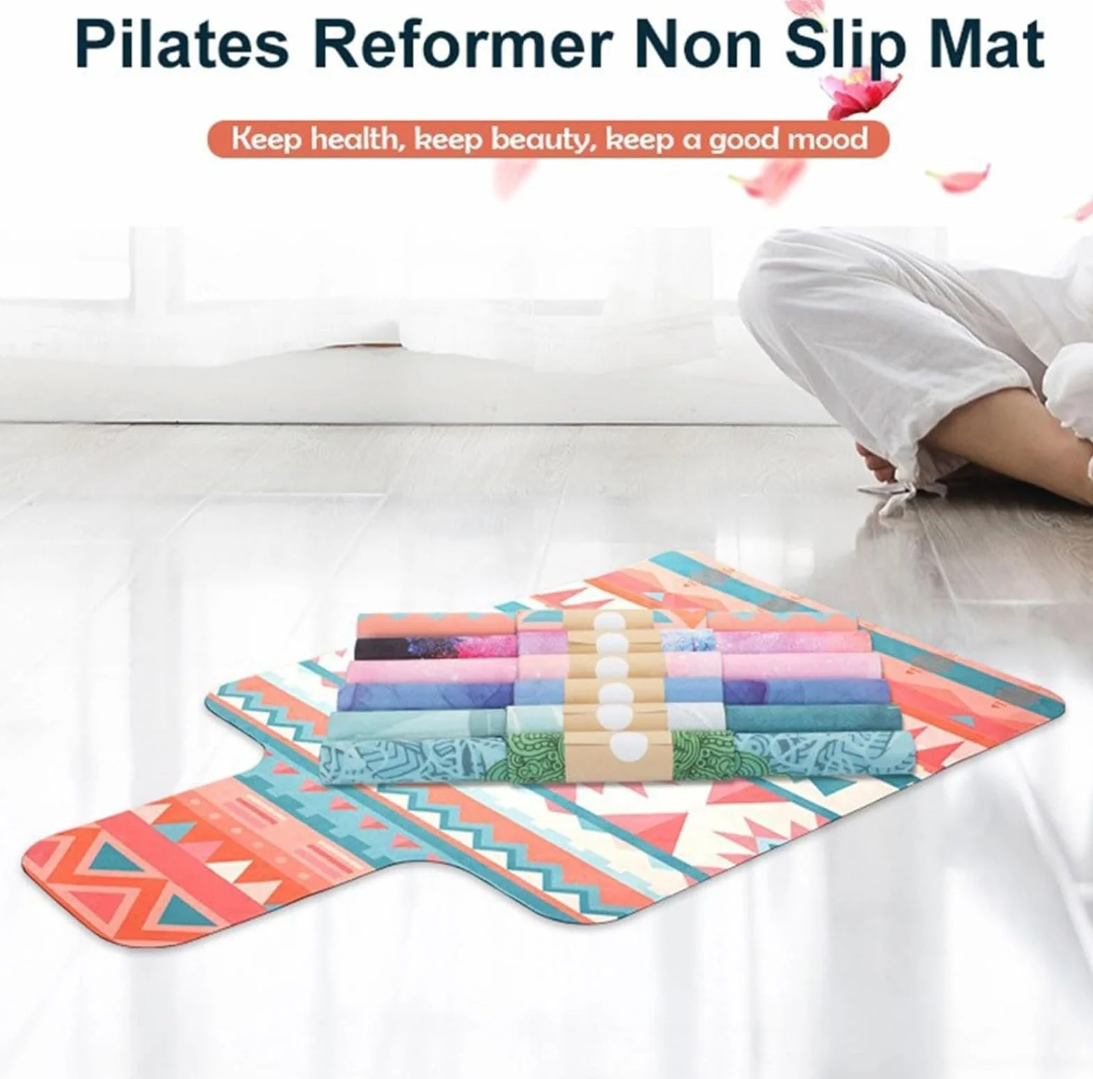 Tapis de réformateur Pilates antidérapant caoutchouc yoga gym pliable