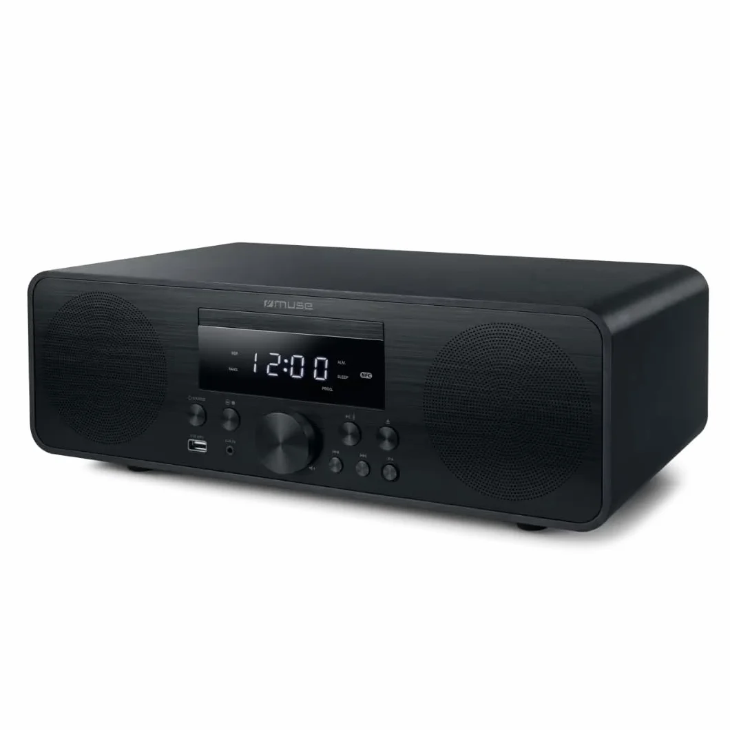M-880 FBC Micro système Bluetooth avec CD, FM et USB | Chaîne stéréo 80 W au Design Bois avec NFC et Fonction réveil