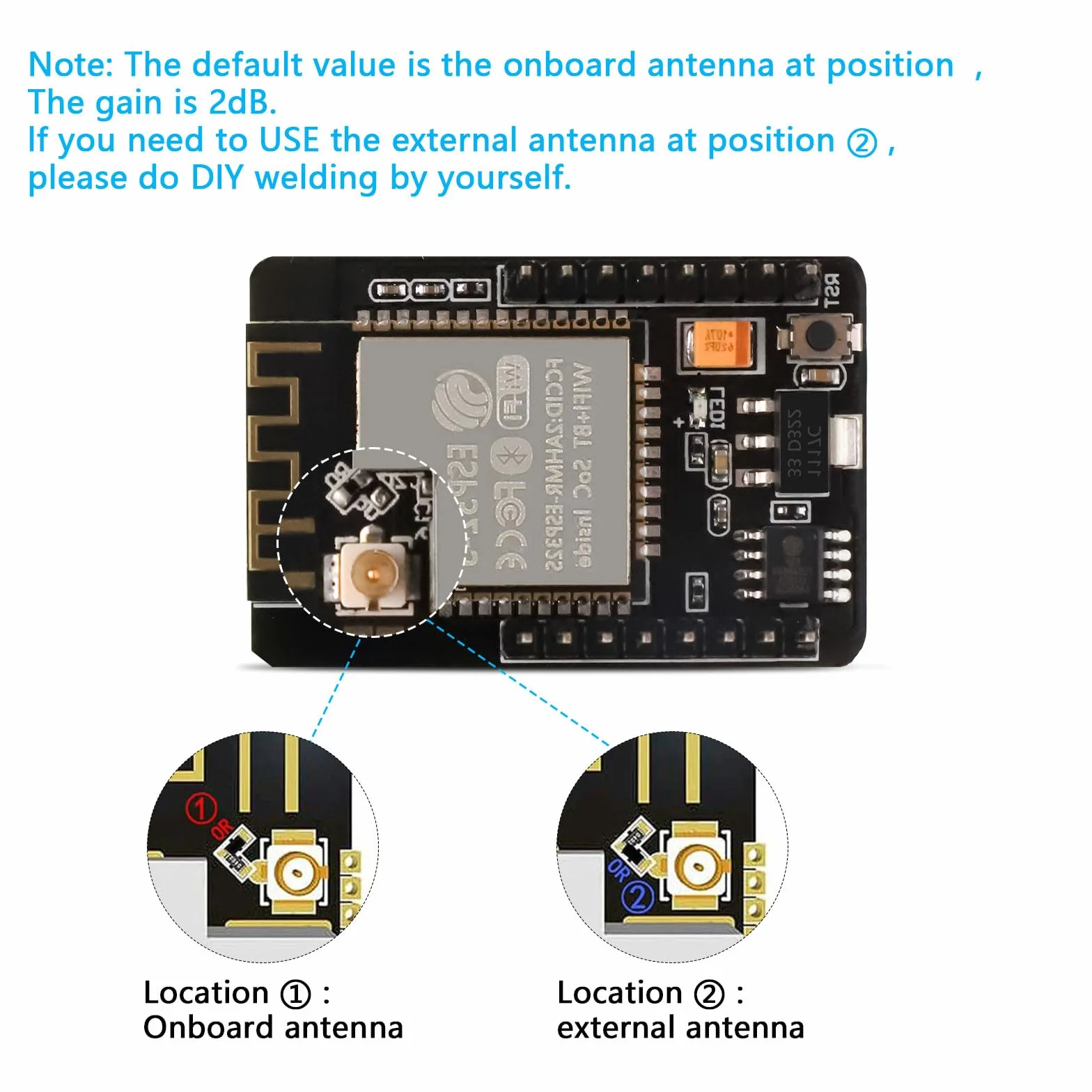 ESP32 CAM carte de développement WiFi Bluetooth OV2640 module TF antenne 8 dBi