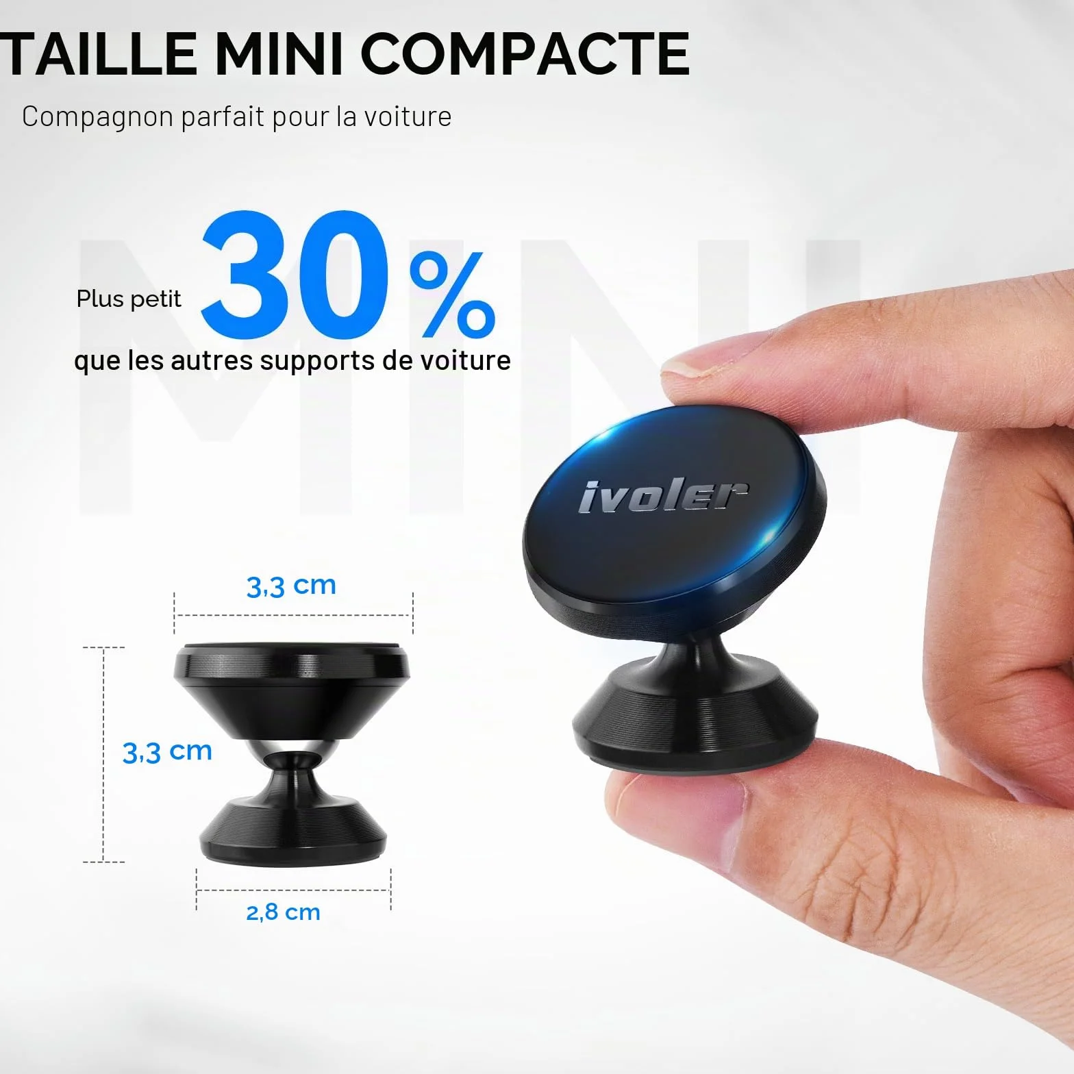 ivoler Support Telephone Voiture, [Lot de 2] Porte Téléphone Voiture Universel 360° Rotation, Magnetique Portable Aimant Adhésif pour Smartphone, Compatible pour Phones ou appareils GPS-Noir