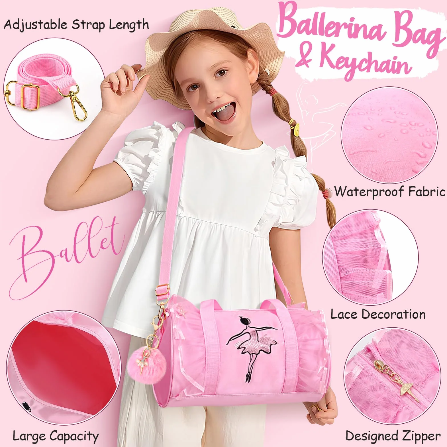 Toyssa Sac de Sport pour Fille 5-12 Ans Boîte à Musique Carnet Secret Bouteille d'Eau Collier Porte-Clés