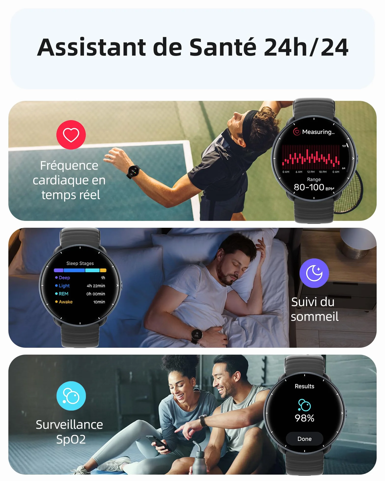 Parsonver Montre Connectée avec GPS Intégré, 5ATM Étanche Smartwatch Natation pour Piscine/Eau Libre, Montre Connecté avec AMOLED Écran, 100+ Sports,Fréquence Cardiaque,Sommeil (Noir, 42 mm)