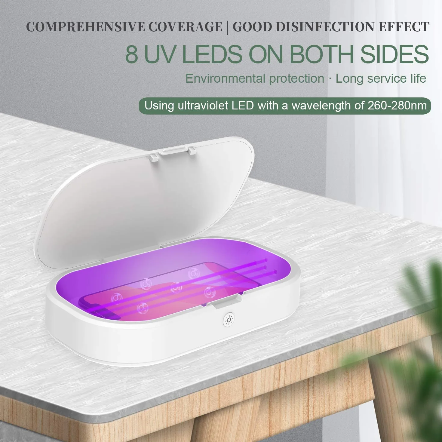 Boîte de désinfection à lumière UV, machine de désinfection portable pour téléphone de voyage, multifonction, sans fil, rechargeable avec fonction d'aromathérapie pour bijoux, masques, lunettes, clés