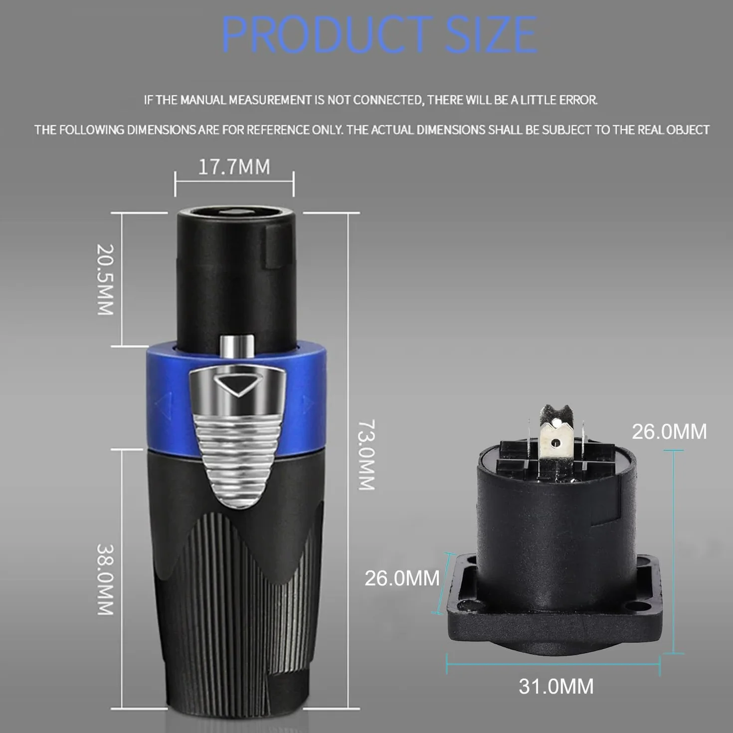 Greluma 4 Set Kit de connecteurs Speakon, fiches de haut-parleur 4 broches à verrouillage rotatif et prises de montage sur panneau de châssis, compatibles NL4FC, NL4FX, NL4MPR