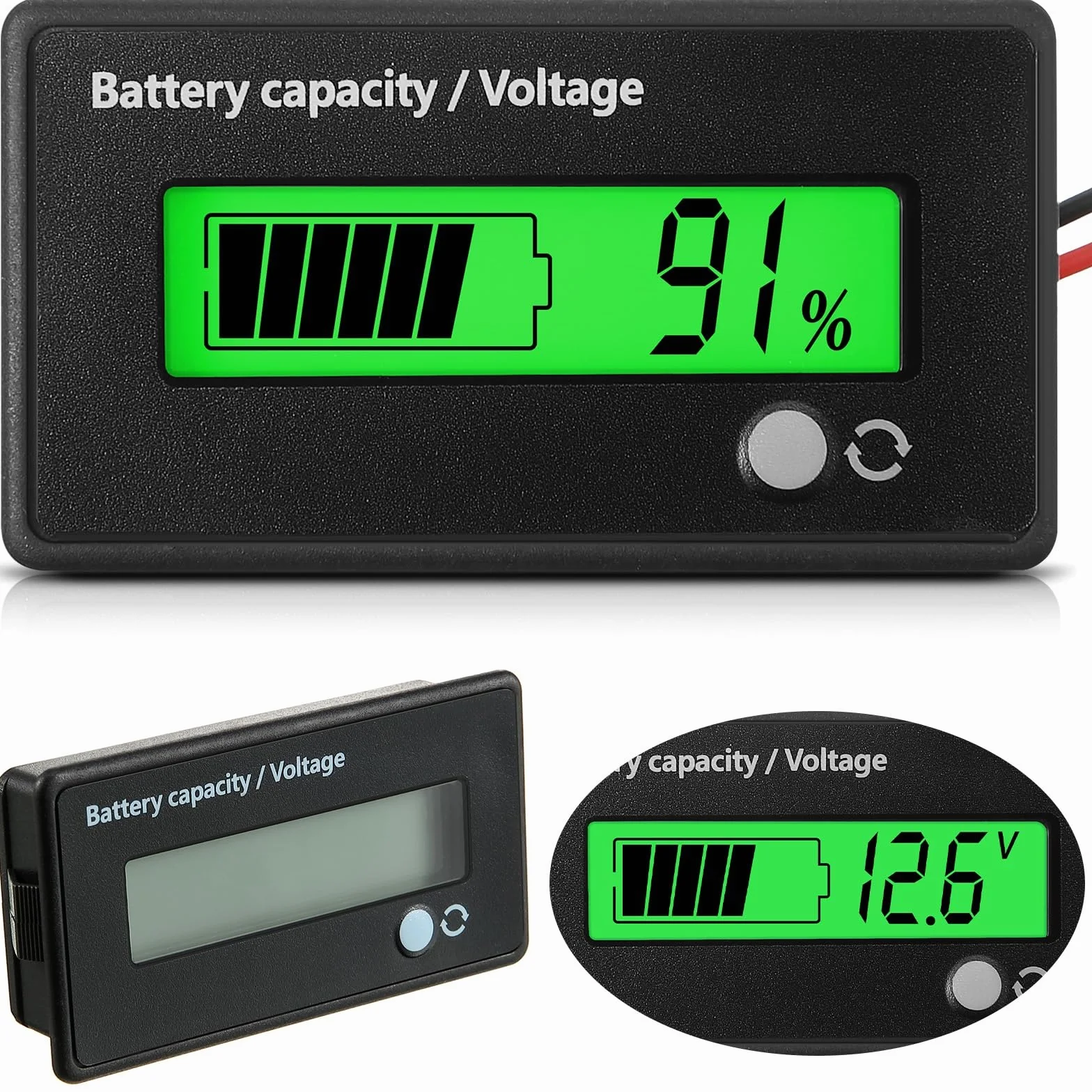 Frienda Compteur de batterie CC 12V 24V 36V 48V 72V avec alarme indicateur capacité batterie moniteur tension lithium-ion