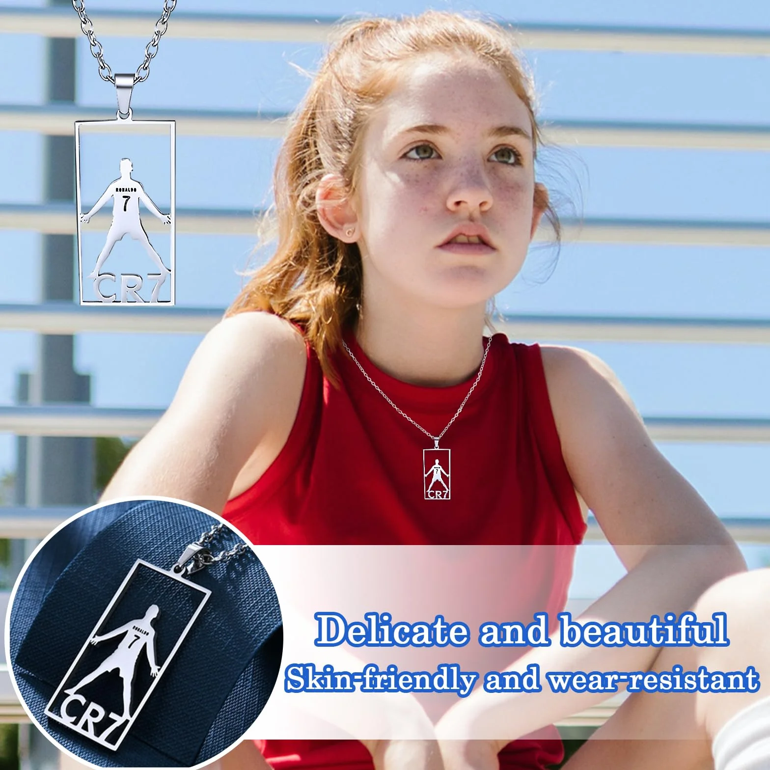 Collier de Football en Acier Inoxydable Pendentif Jersey pour Fans Hommes Garçons
