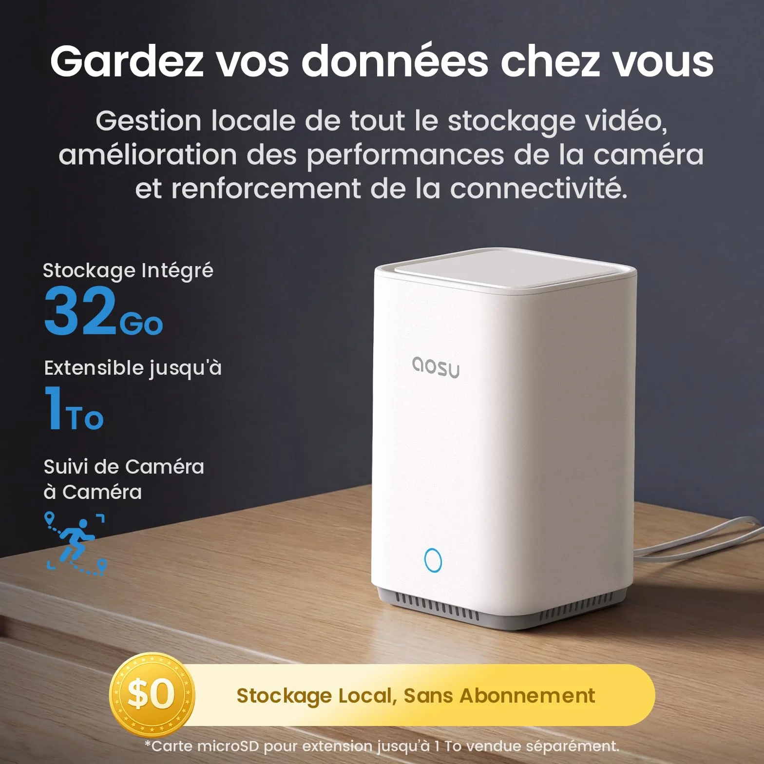 aosu 4K T2 Ultra Camera Surveillance WiFi Exterieure sans Fil Solaire, 2 Cam-Kit & aosuBase 2.0, 8MP Vision Nocturne, sans Abonnement, 32 Go Local & 1 to Extensible, 360° Panorama Suivi IA, 5G/2,4G