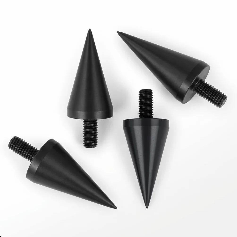 PrecisionGeek Aluminium anodisé Noir M10 Haut-Parleur Pointes de Découplage/Cônes - Lot de 4