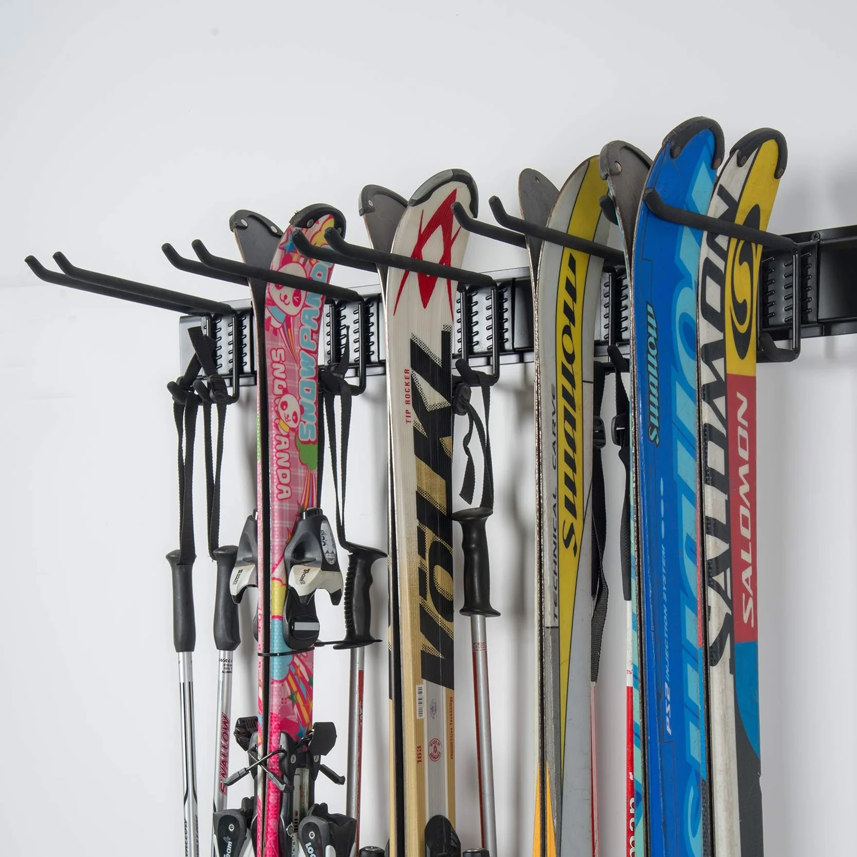 WALMANN Support mural pour skis et snowboard jusqu'à 136 kg, Système d'organisation de garage
