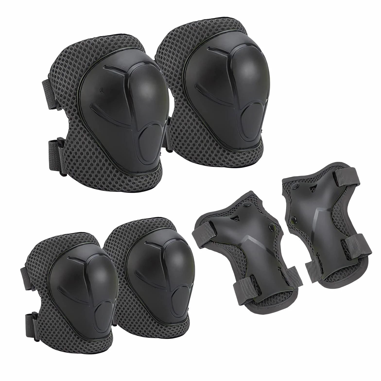 Kit de Protection Patins à Roulettes 6 Pièces Réglables Genouillères Coudières Protège-Poignets Vélo