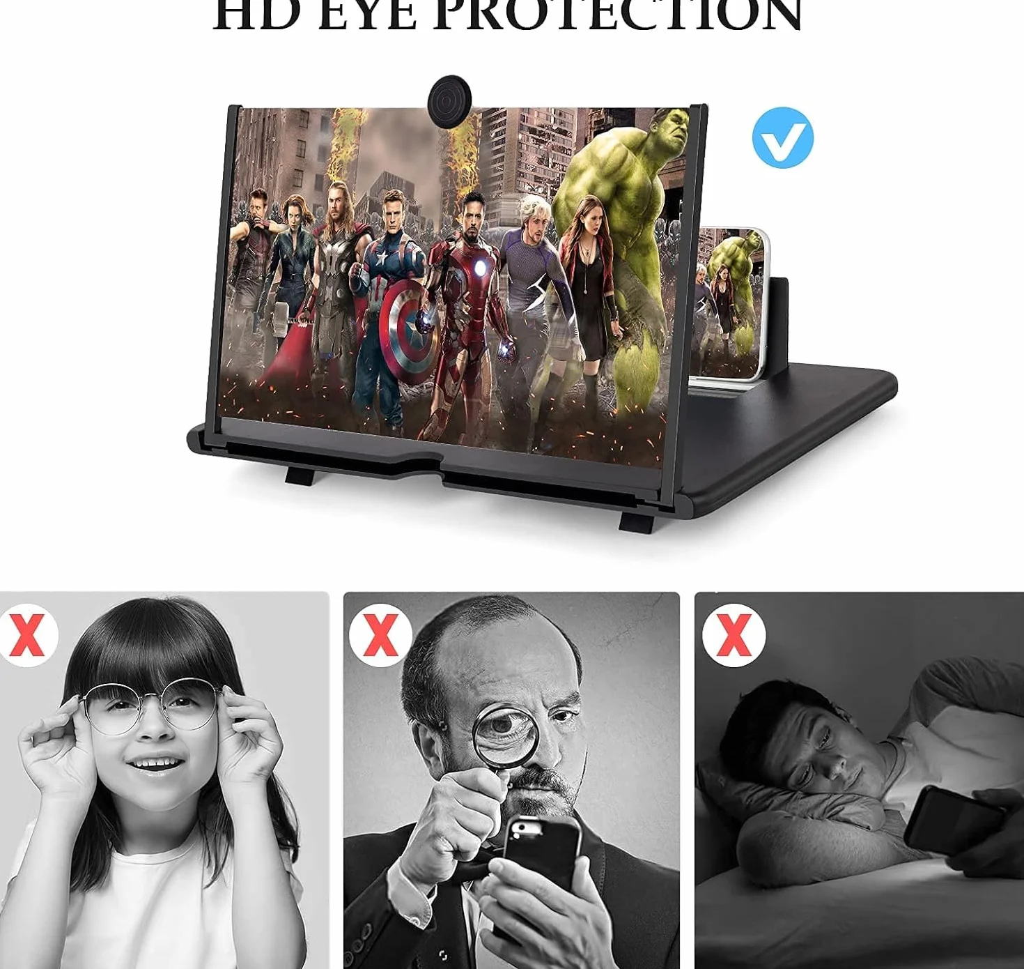 Agrandisseur ecran Telephone,18 Pouces Loupe Telephone Portable, 3D HD Loupe pour Smartphone, pour Regarder des vidéos de Films,pour Tous Les Smartphones