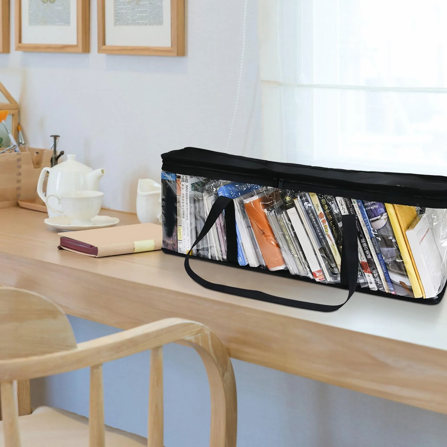 Sac de Rangement Portable pour CD/DVD avec Poignées, Étui PVC Transparent, Lot de 2