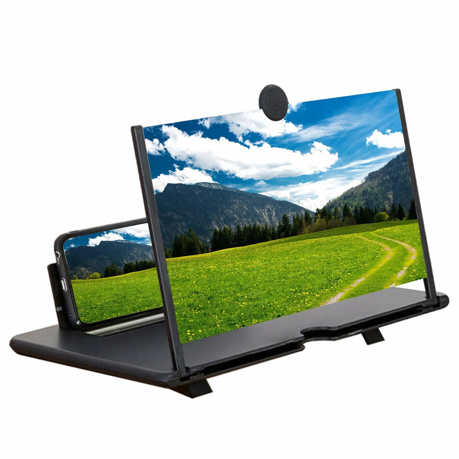 Téléphone Agrandisseur Ecran, Loupe Grossissante pour Téléphone, 3D Amplificateur D'écran, Loupe pour Écran de Téléphone, Compatible avec Tous Les Smartphones, 14 Pouces, Noir