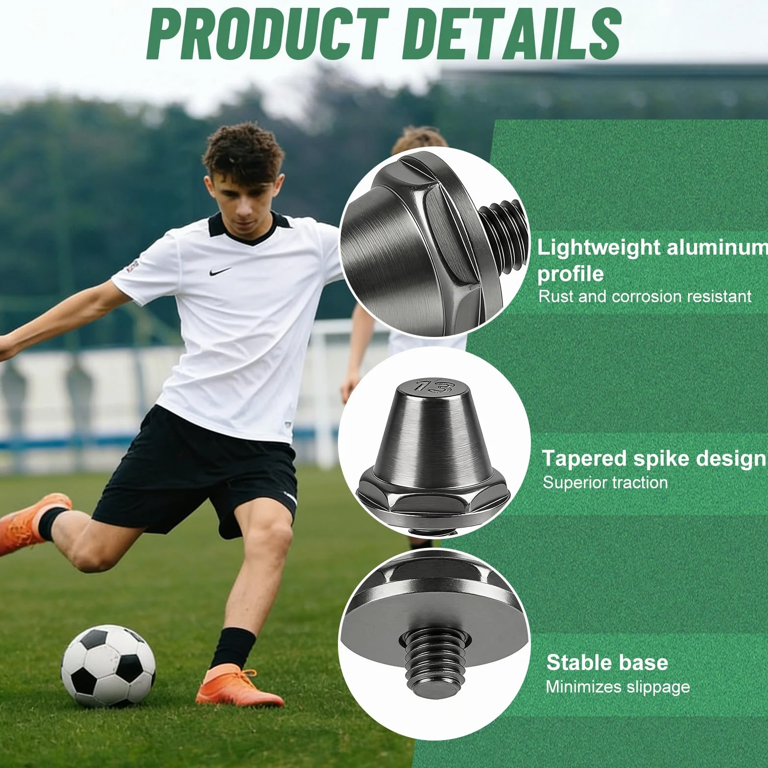 Crampons de Rechange pour Chaussure de Foot 11mm/13mm/15mm, M5 avec Clé d'Aluminium