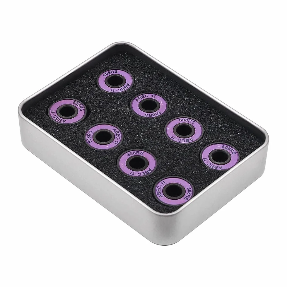 Roulements Skateboard 608 RS ABEC-11, Accessoires de Skateboard Haute Vitesse 8Pcs (Violet)