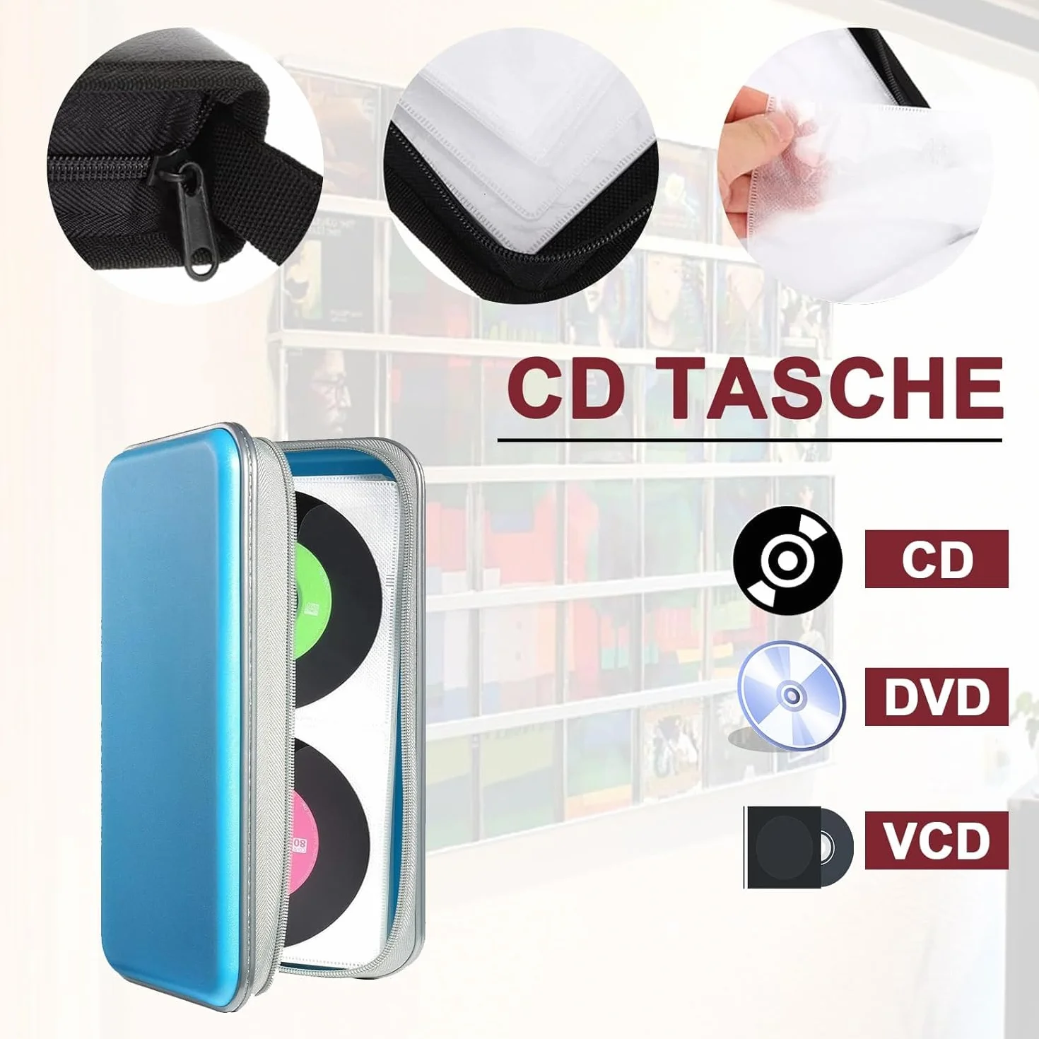 Les sacs CD, les sacs de rangement pour disques DVD, les de rangement pour CD pour la maison et les automobiles peuvent contenir 80 disques