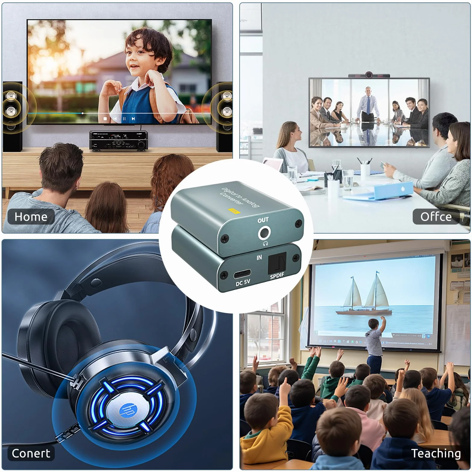 Adaptateur Optique Jack DAC Audio Convertisseur 192kHz Optique Numérique vers Analogique 3,5 mm AUX SPDIF