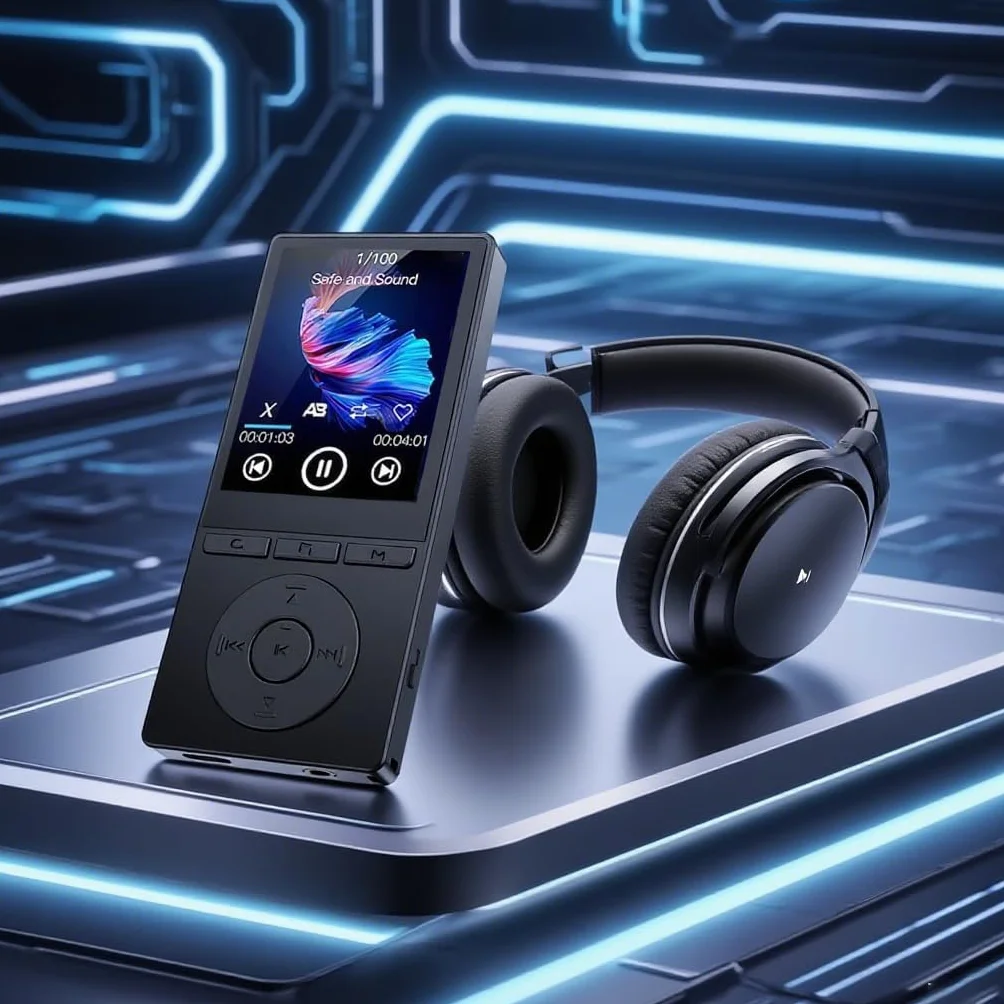 Lecteur MP3 Bluetooth 5.3 64 Go avec Haut-Parleurs, Radio FM, Écran Couleur 2,4 Pouces, Noir