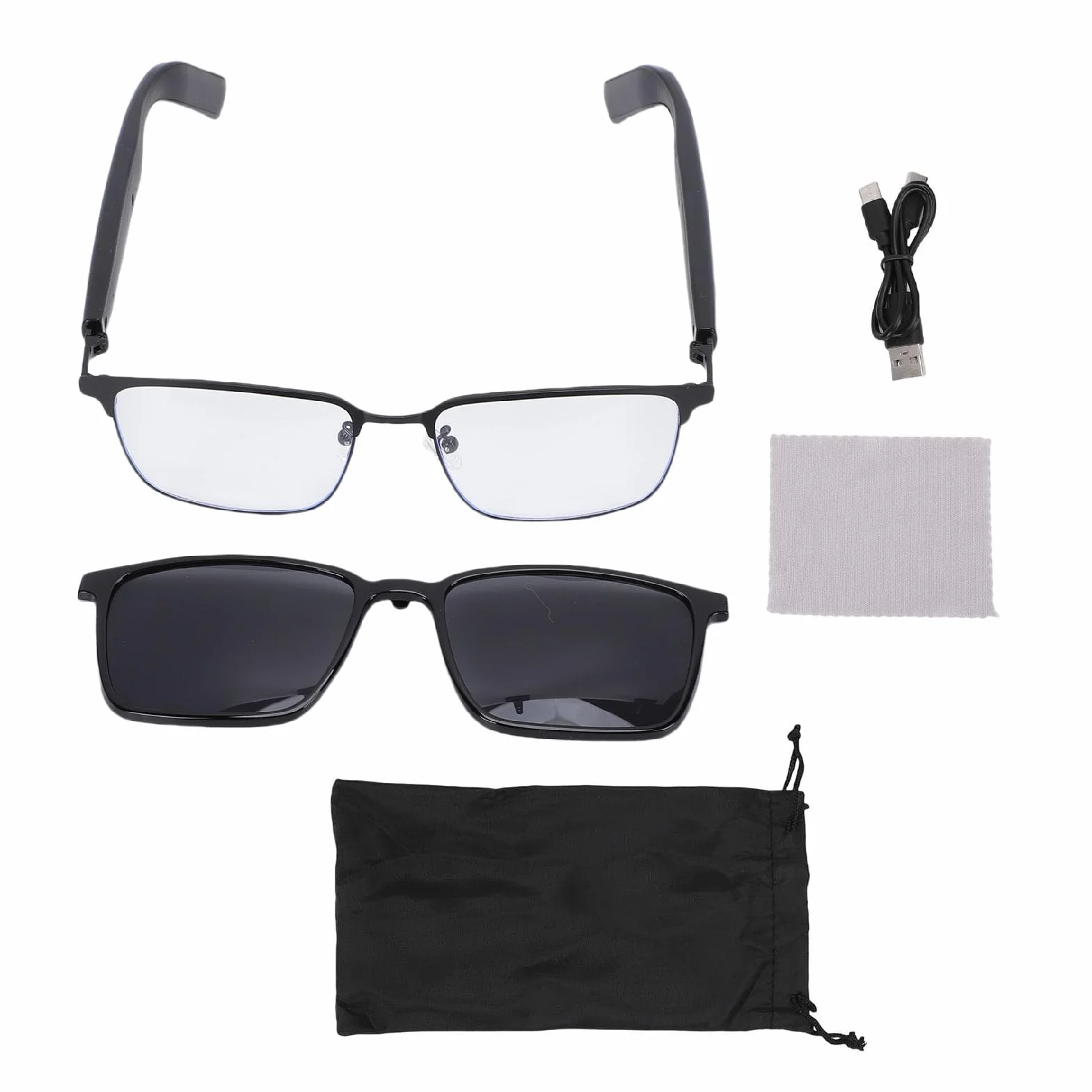 Jectse Verres Intelligentes AI, Lunettes de Traduction avec Micro et Haut-Parleur, Traduction en Temps Réel, 100+ Langues 5.4 pour Les Appels Musicaux, Lentille Magnétique