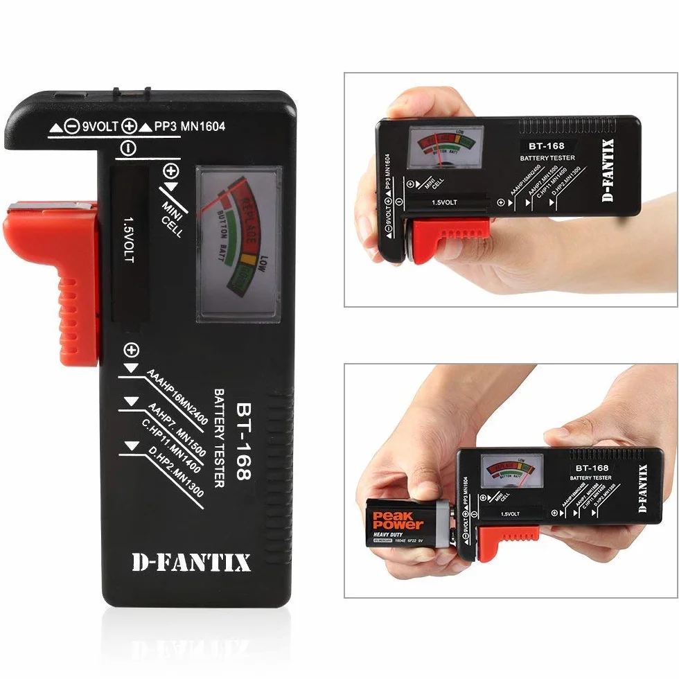 D-FantiX Testeur de Piles Universel BT-168 pour AA AAA C D 9V 1.5V