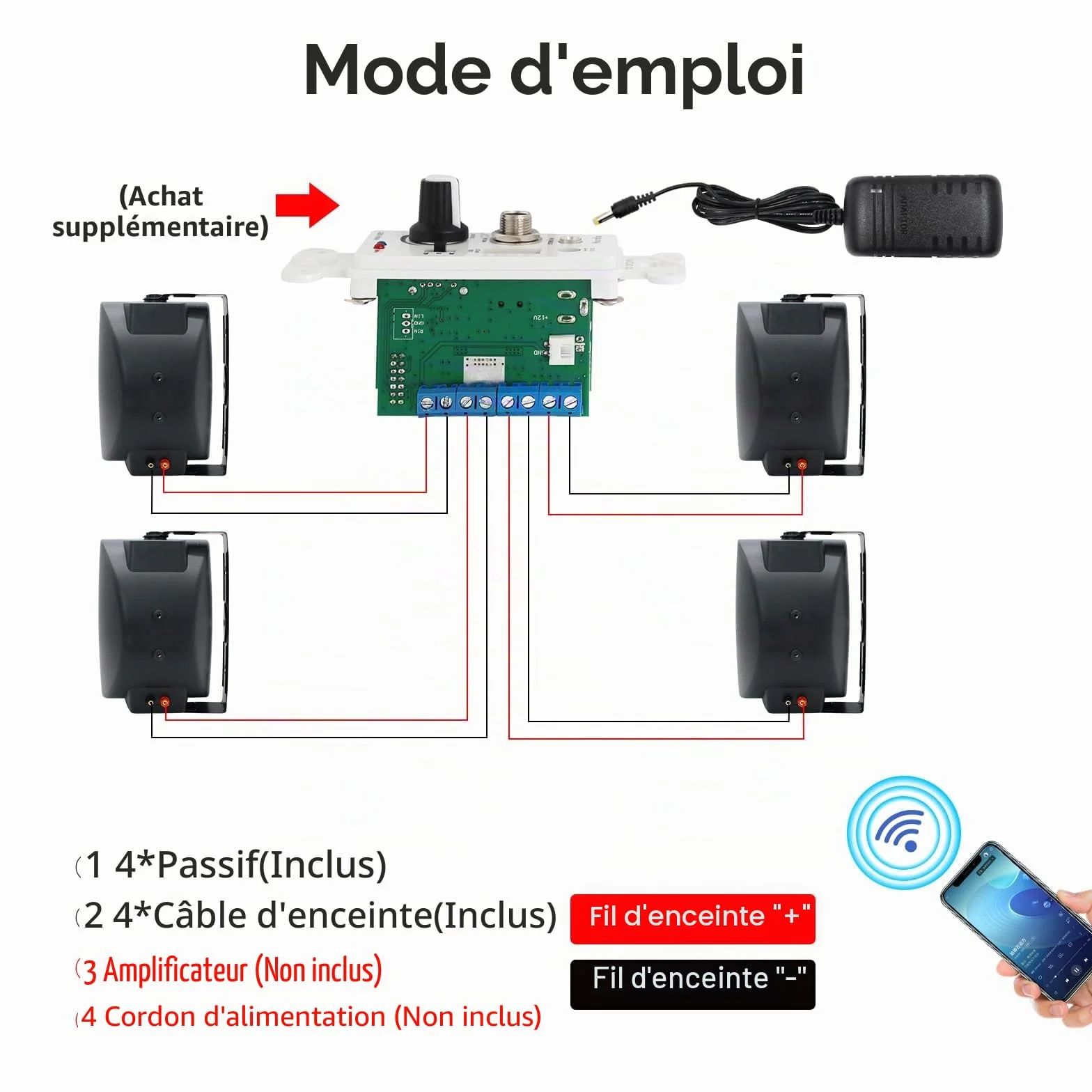 STUDIOFINIX Lot de 4 Haut-parleurs muraux d'extérieur de 16,5 cm 800 W – Solution Audio Haute Performance pour intérieur/extérieur, Maison, terrasse, Jardin, Jardin (Ensemble de 4 Haut-parleurs