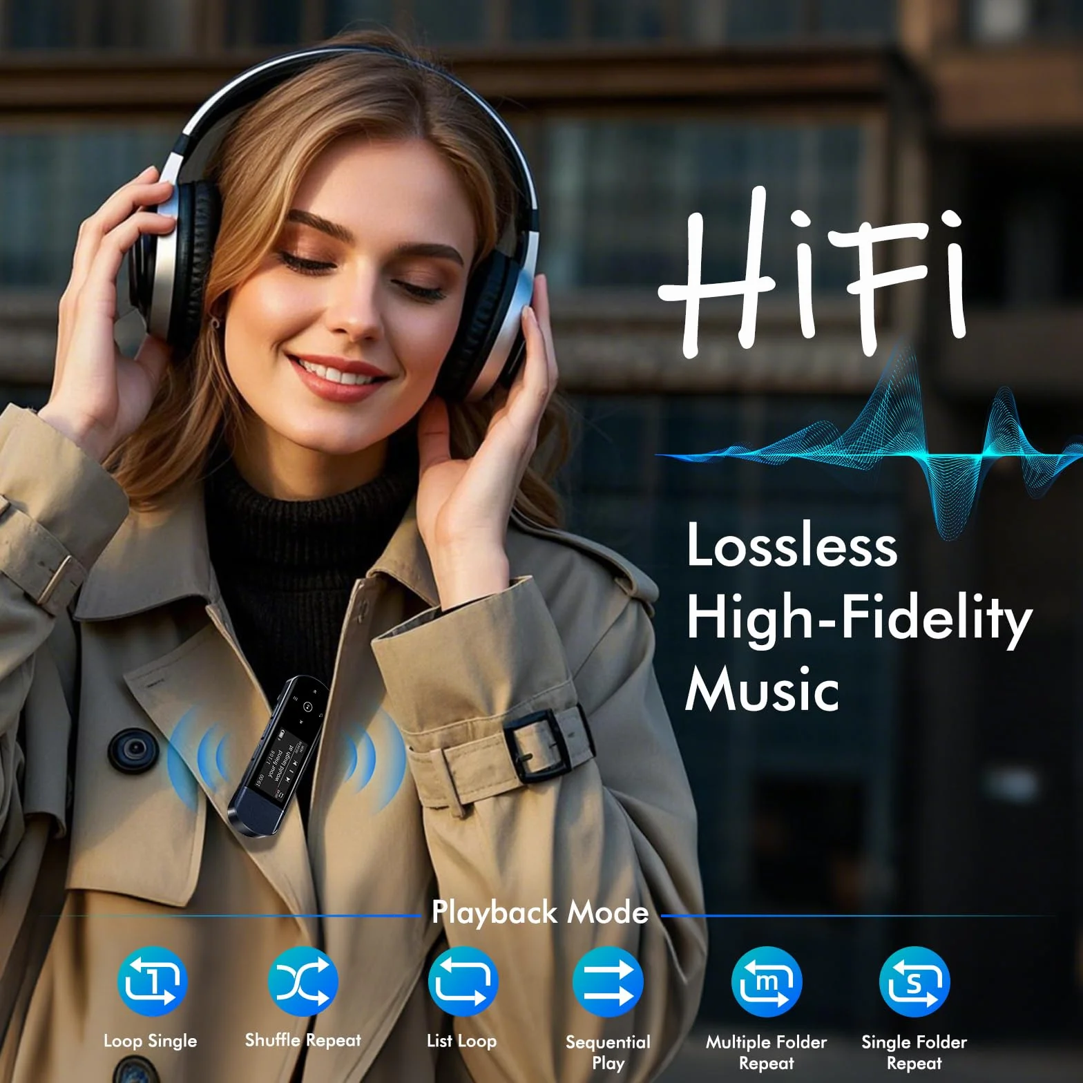 Lecteur MP3 Bluetooth 5.3 64Go USB Portable avec Clip Sport, Radio FM, Enregistreur Vocal