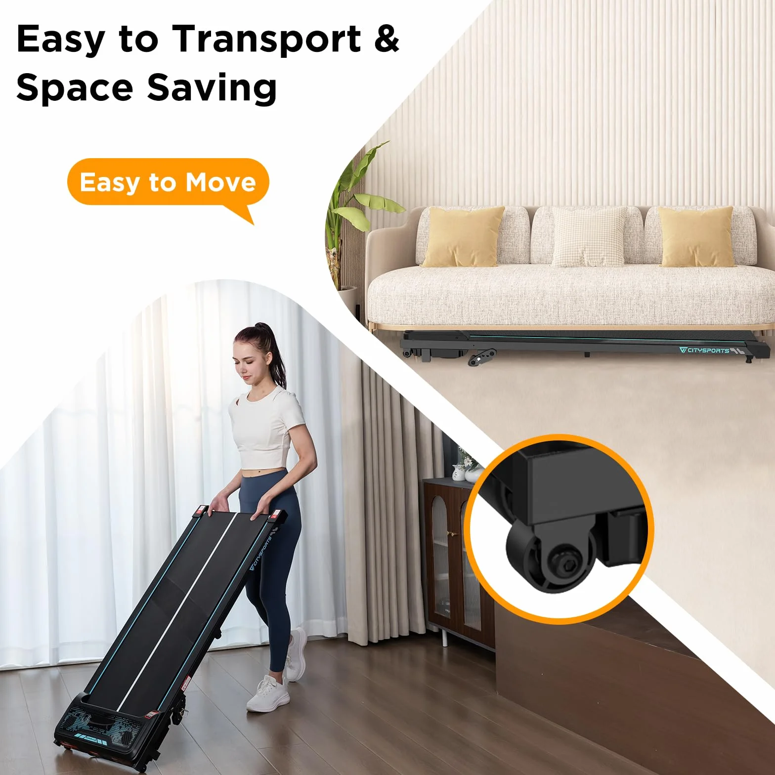 CITYSPORTS Tapis de Course Électrique Inclinable 8–10% 1–6 km/h avec Écran LED Télécommande Pliable