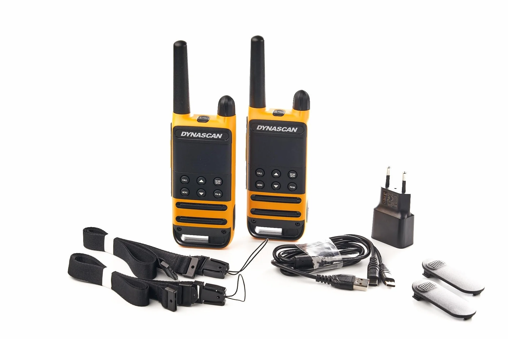 Dynascan P19 Pack de 2 Talkies-Walkies PMR446 avec Mallette de Transport et Oreillettes – Usage Libre, IP54, Portée 10km, Écran LED Invisible, Alerte Vibration