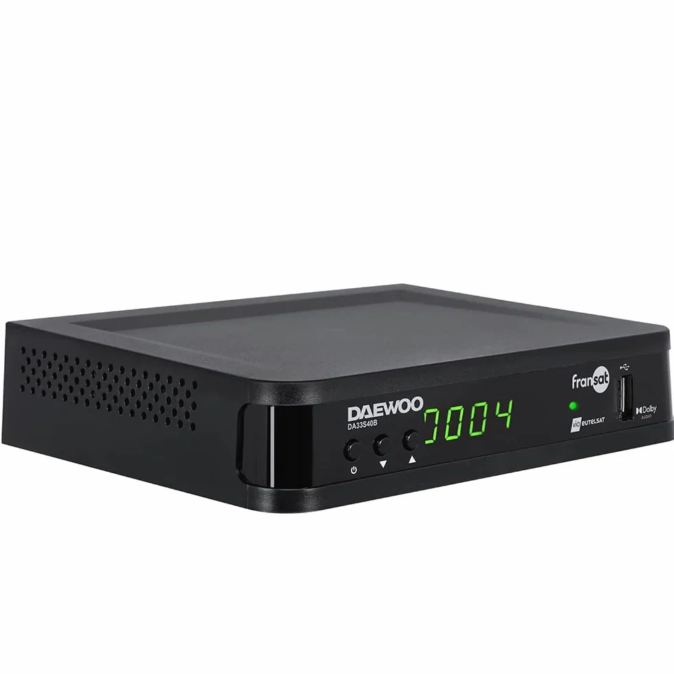 D2 Diffusion Daewoo Décodeur Satellite DVB S/S2 - FRANSAT - avec Carte d'abonnement Incluse - Dolby Digital Plus - AC3 - Tuner - EPG - avec télécommande