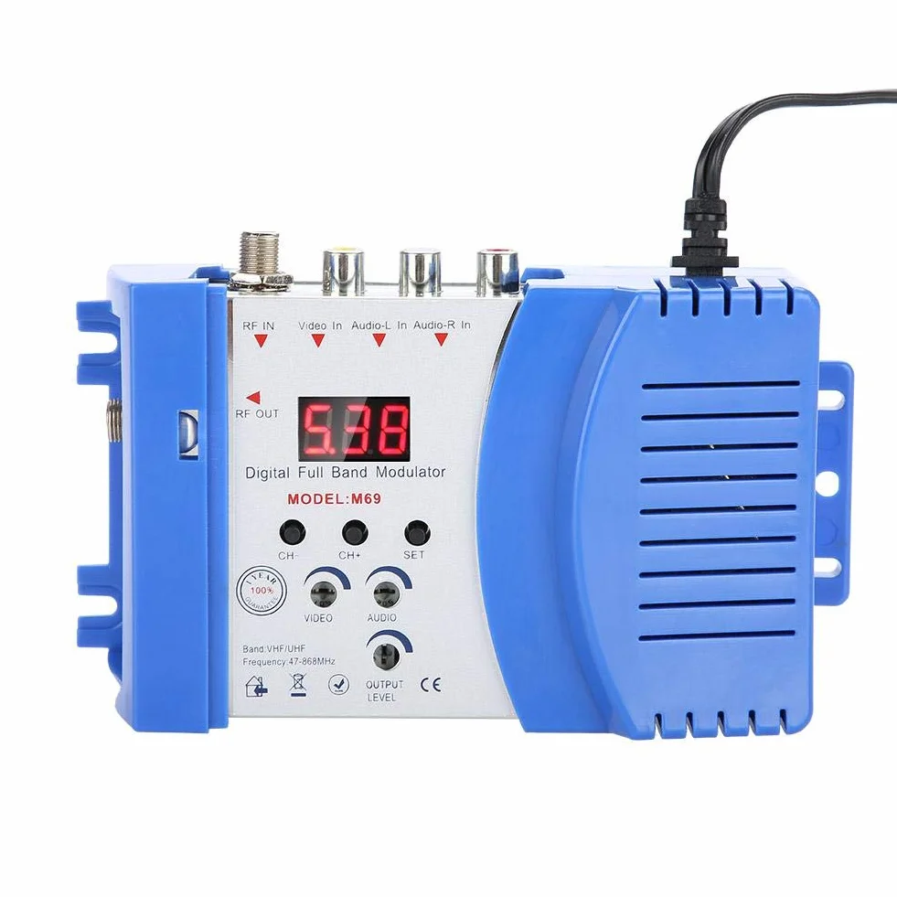 Modulateur RF Numérique AV vers RF Convertisseur VHF UHF 47-868 MHz 110-240V Prise UE Bleu