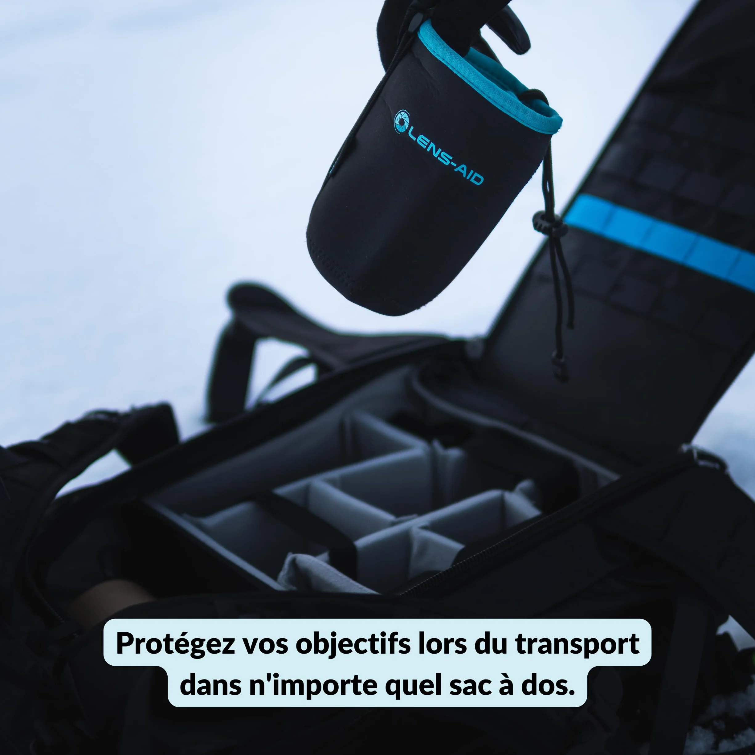 Housse pour Objectifs d’Appareil Photo en Néoprène avec Doublure en Polaire, Etui avec Cordon
