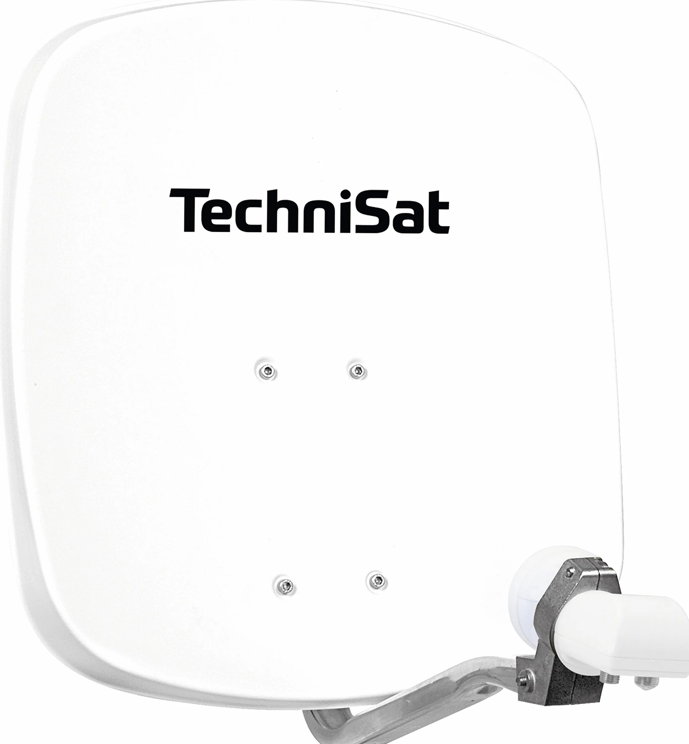 TechniSat DIGIDISH 45 – Antenne satellite pour 2 utilisateurs (petite installation satellite de 45 cm - kit complet avec support mural et LNB Twin universel) blanc polaire