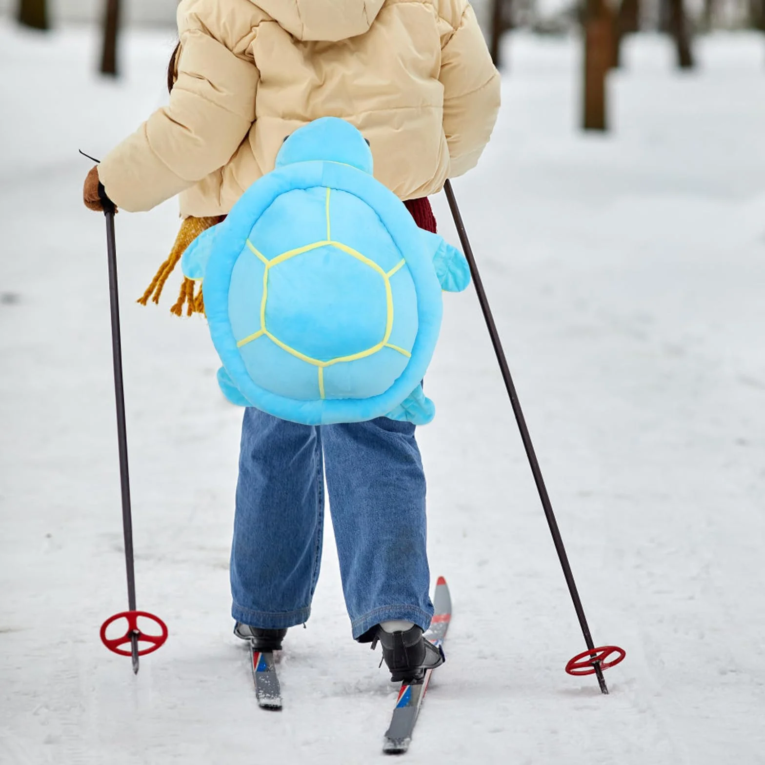 Coussin de Protection des Hanches en Peluche Motif Tortue Bleu, Adulte 100-200 Kg, Ski et Roller