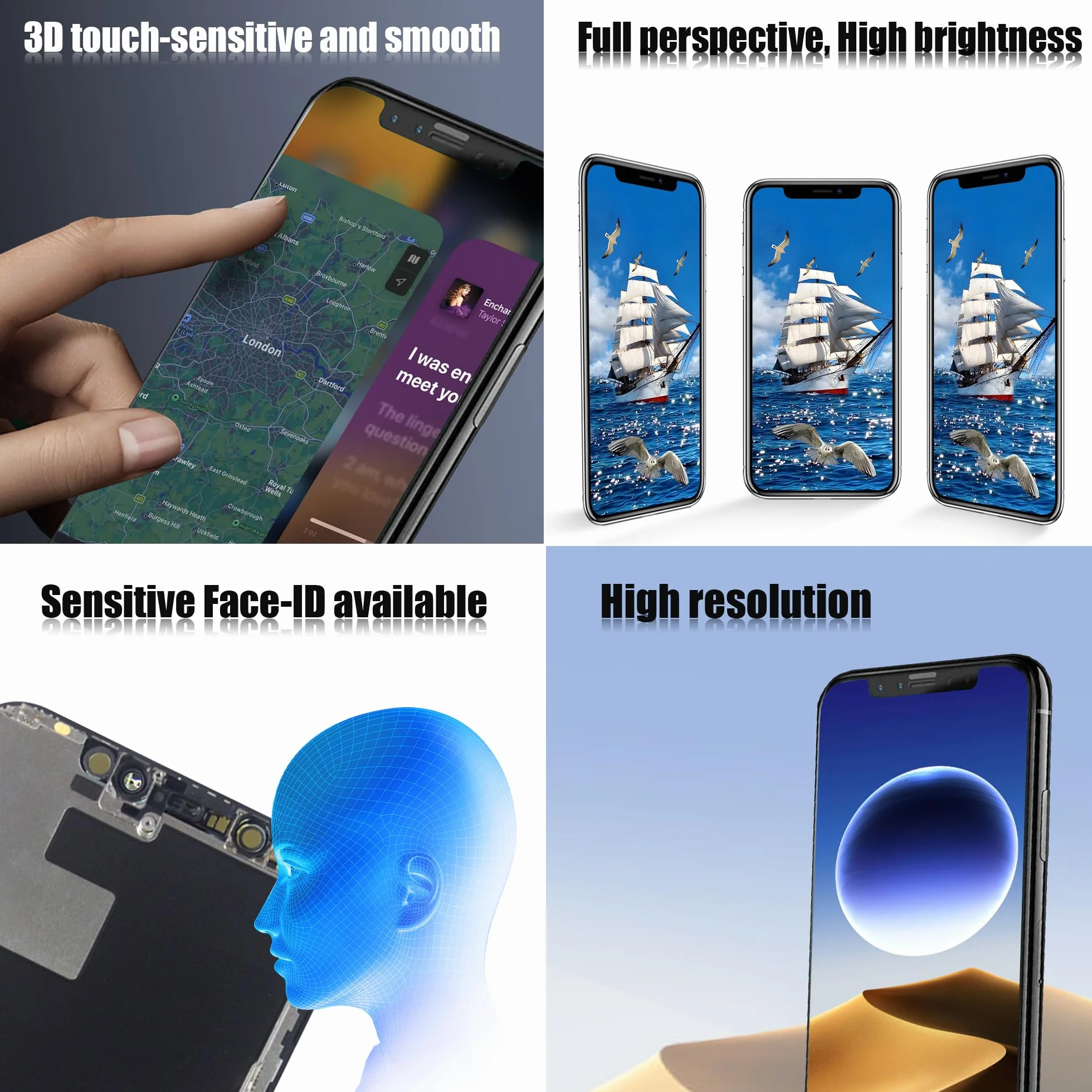 pour iPhone 14 Pro Remplacement de l'écran LCD 6,1 Pouces Assemblage du numériseur de l'écran Écran Tactile,avec Outil de réparation de l'assemblage du Cadre