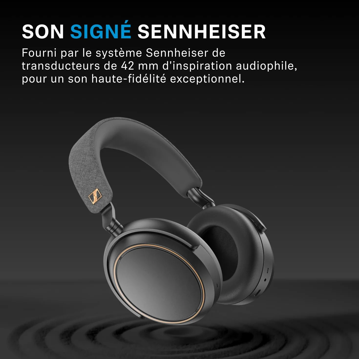 Sennheiser MOMENTUM 4 Casque Sans Fil à Réduction de Bruit, Casque Bluetooth pour Appels d'une Clarté Cristalline avec ANC Adaptatif, Casque Over Ear, 60 Heures d'Autonomie, Design Pliable, Noir