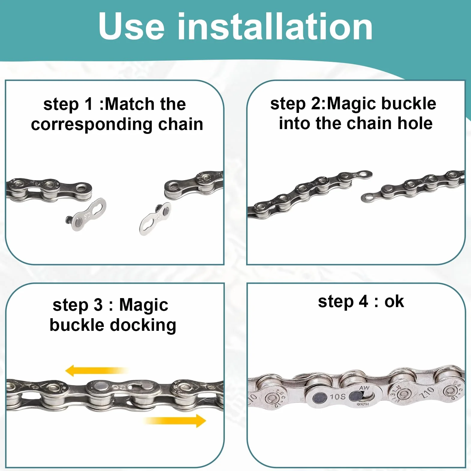 Menibeuty Lot de 10 Paires Maillon Rapide 10 Vitesses pour Chaîne de Vélo, Acier Robuste pour VTT et Vélo de Route, Argent