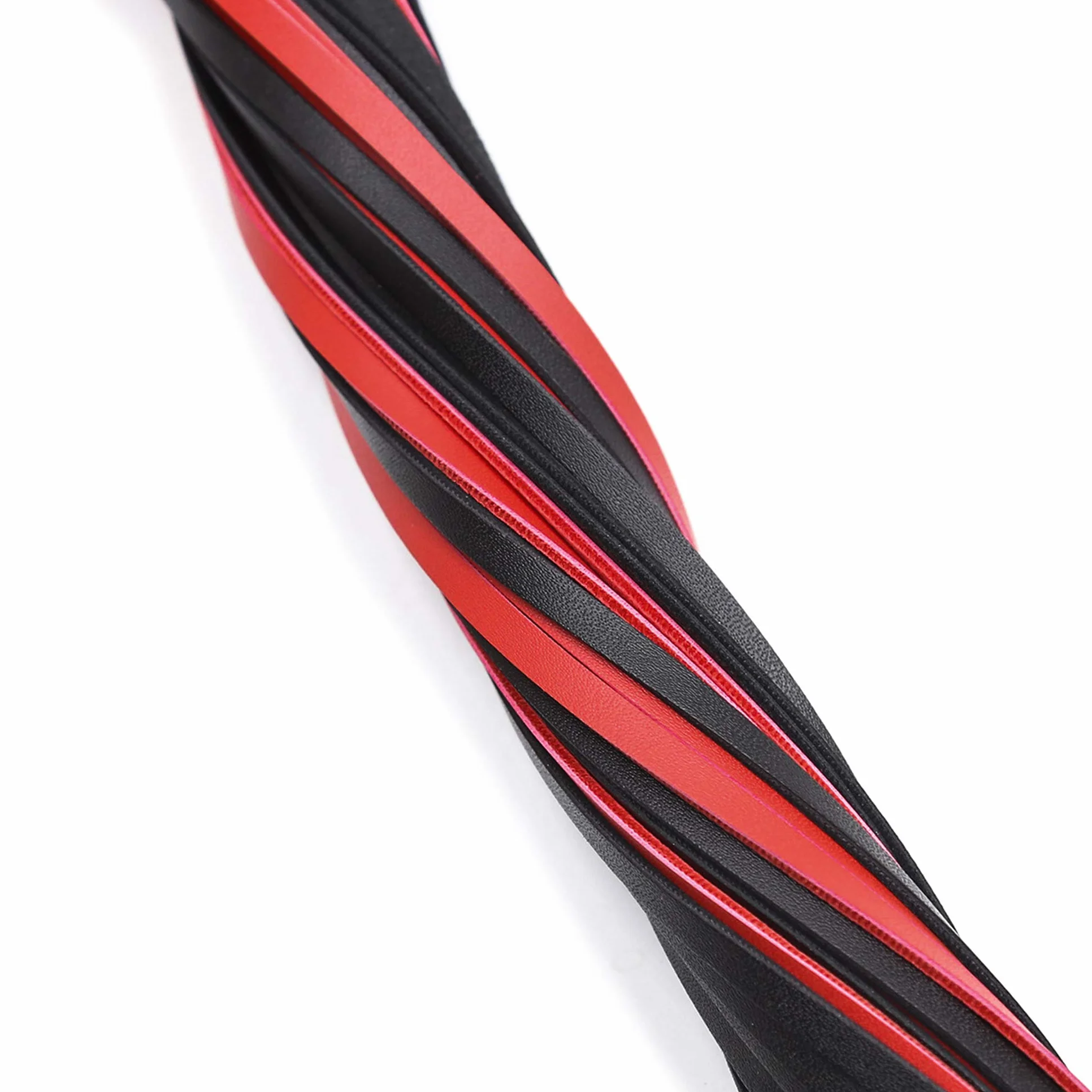 Cravache en Faux Cuir pour Équitation Fouet Souple Rouge-Noir