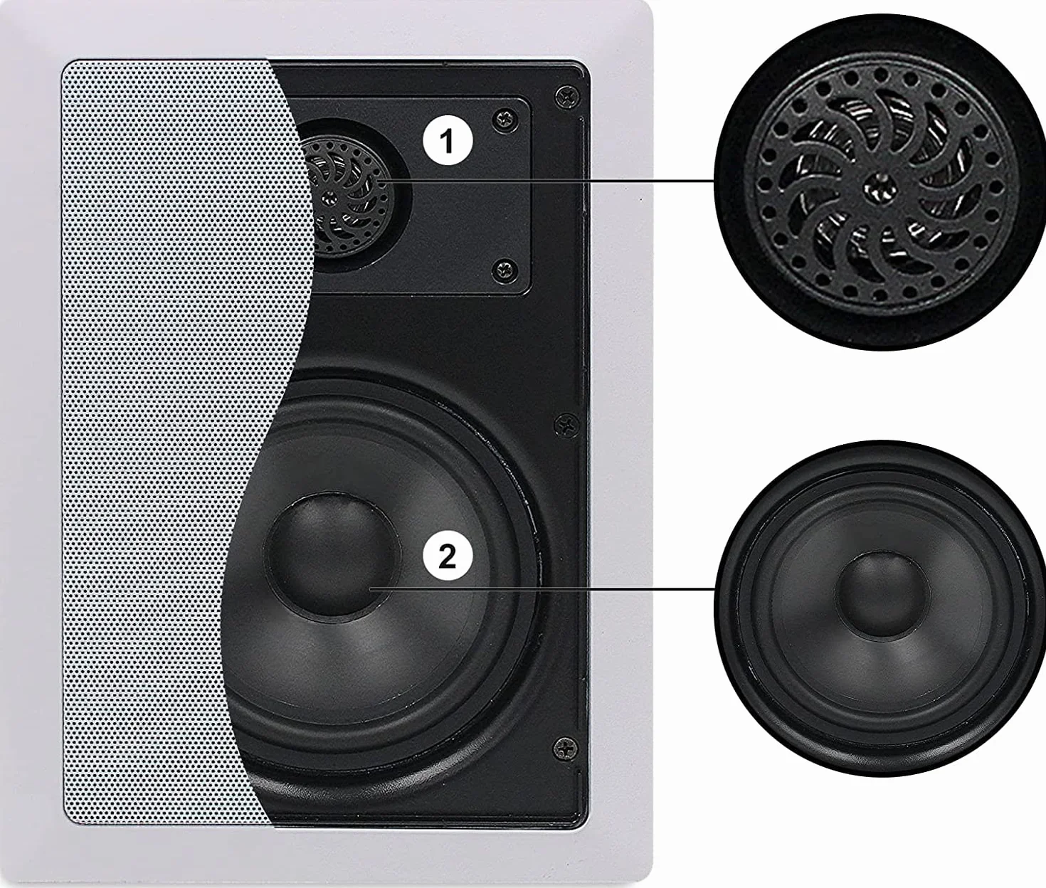 Herdio 5,25 Pouces Bluetooth Haut-parleurs de Plafond encastrés dans des Haut-parleurs muraux Parfaits pour la Maison, Le Salon, la Cuisine, Le Bureau