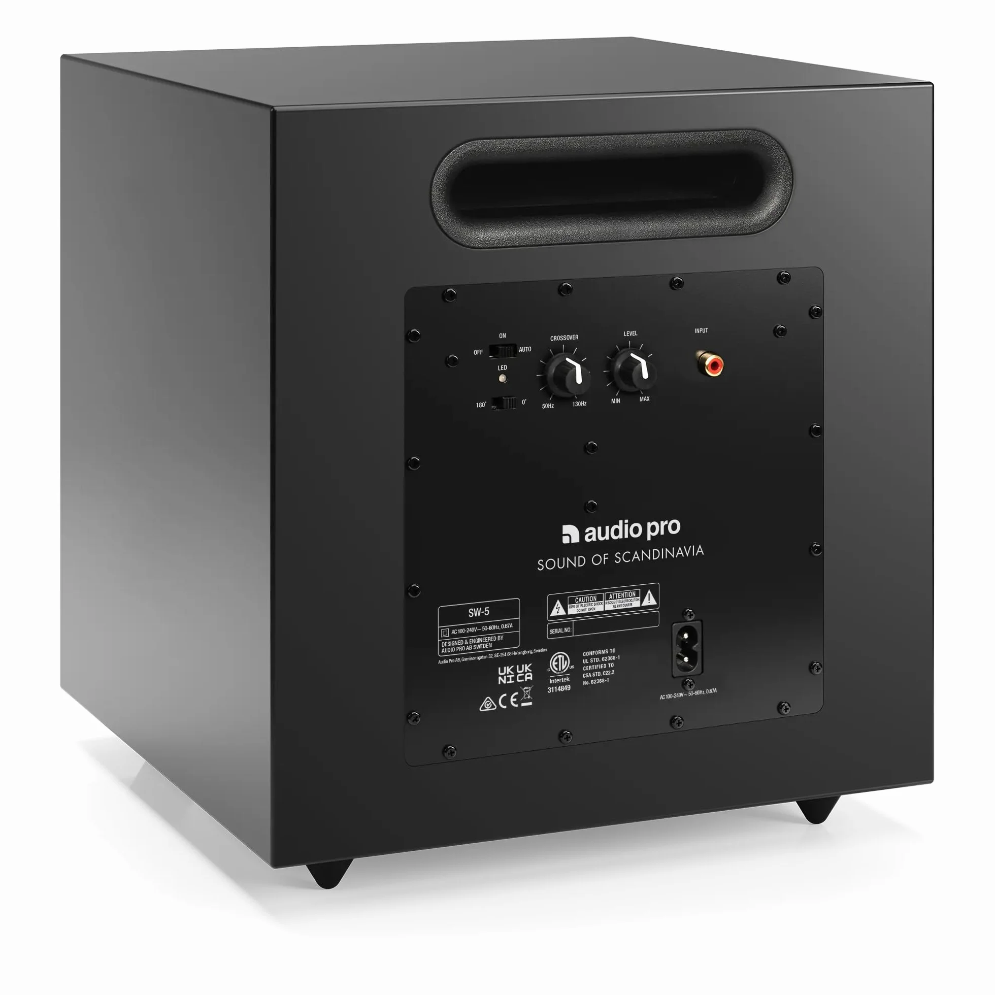 Audio Pro SW-5 - Subwoofer Actif avec Bass Reflex & Amplificateur 150W Digital - Home Entertainment pour Le Son TV & Audio avec Entrée RCA - Noir
