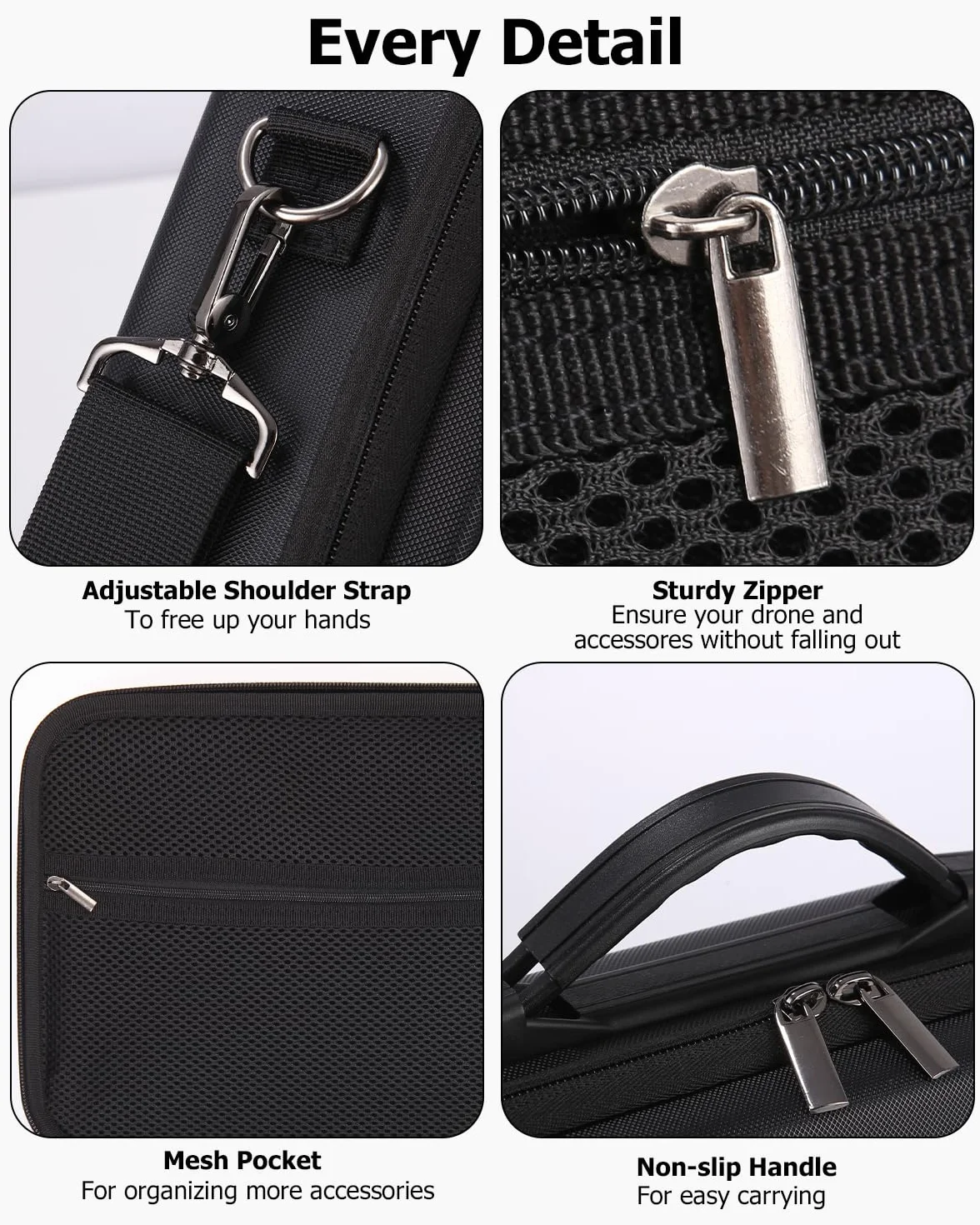 Sac de Rangement DJI Neo, Étui de Transport Rigide pour DJI Neo, Radiocommande RC-N3 et Accessoires, Noir