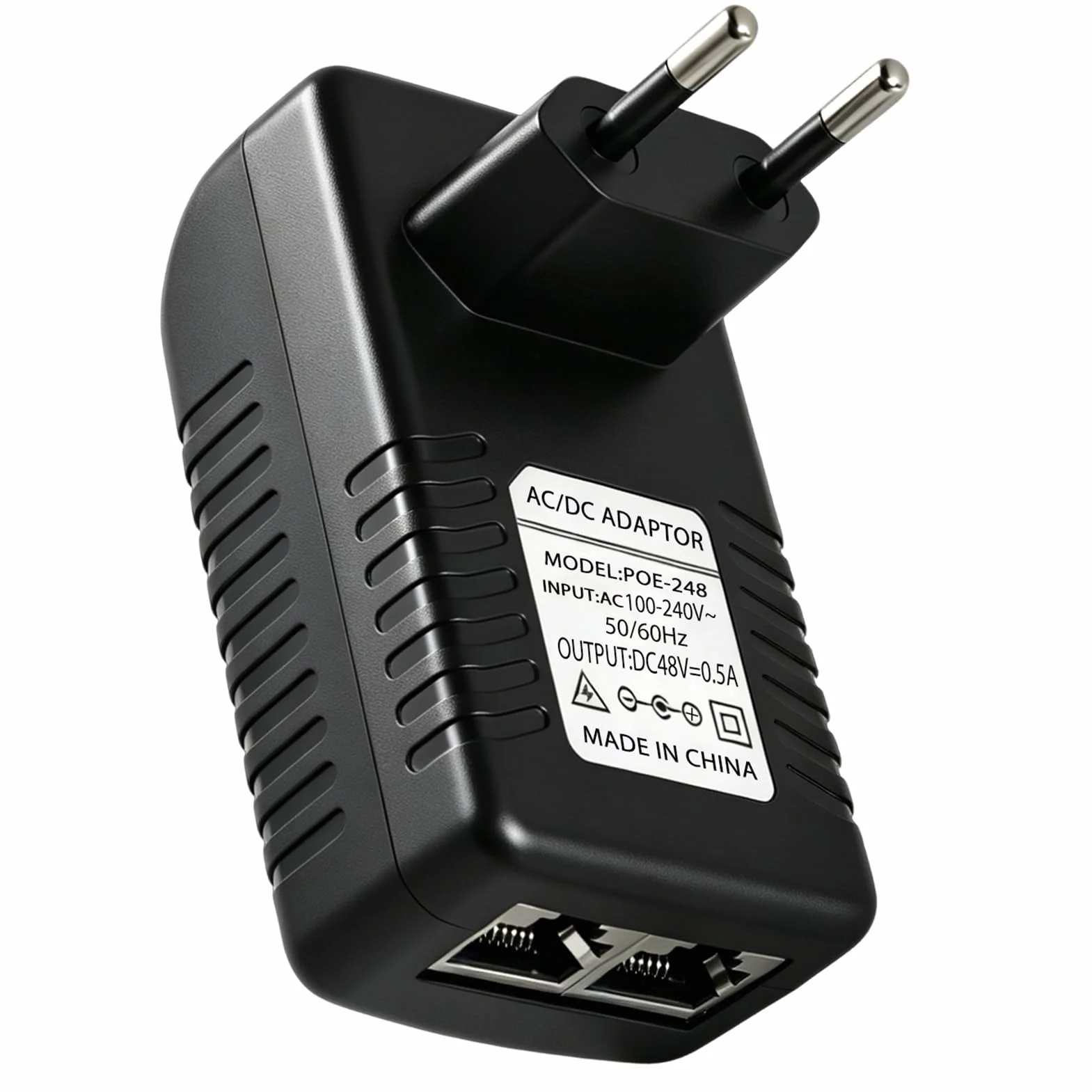 48V 0.5A PoE Adaptateur Injecteur Ethernet, 24W Adaptateur d’Alimentation Ethernet avec Débit 100Mbps et Voyant LED, 48V PoE Injecteur Mural avec Prise EU, pour Caméra IP AP WiFi Téléphone VoIP