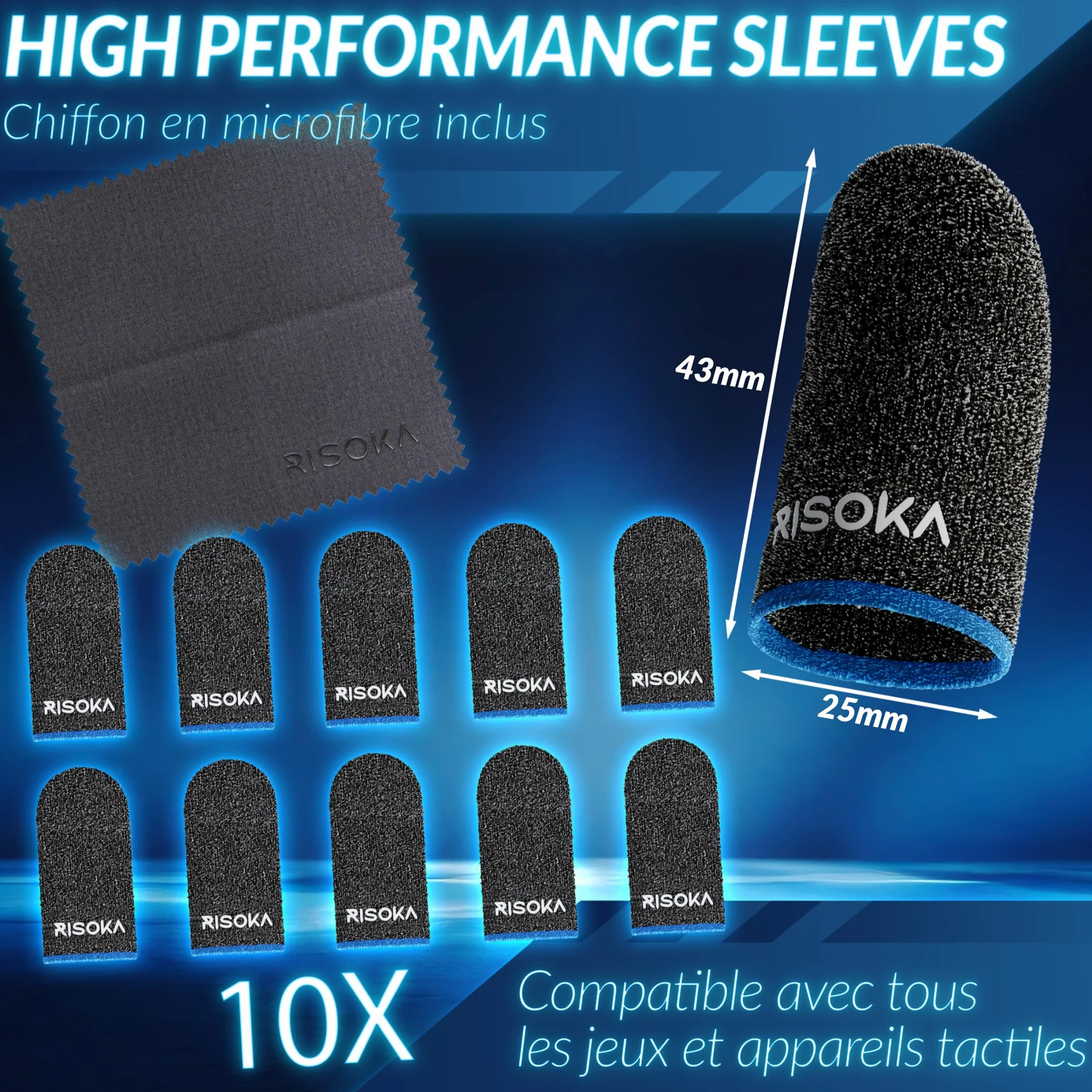 Gaming Finger Sleeve 10 pièces - Compatibles avec Tous Les Jeux Mobiles - Gaming Finger Sleeves - Gant de Doigt Gaming - Protège Doigt - Accessoires Gaming Accessoire Téléphone Gamer