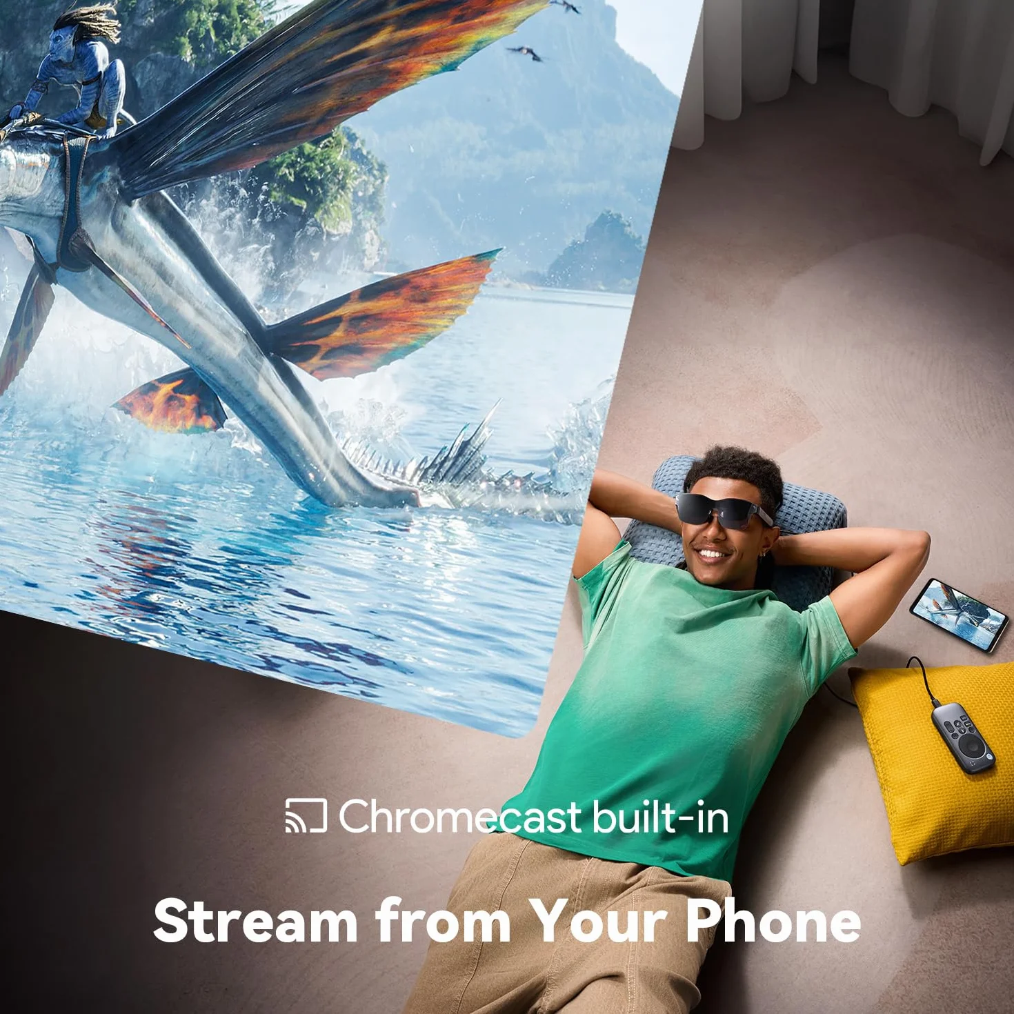 Pocket TV, appareil GTV portable certifié, compagnon pour lunettes RayNeo AR/XR (pas pour Netflix) compatible avec les lunettes RayNeo AR.